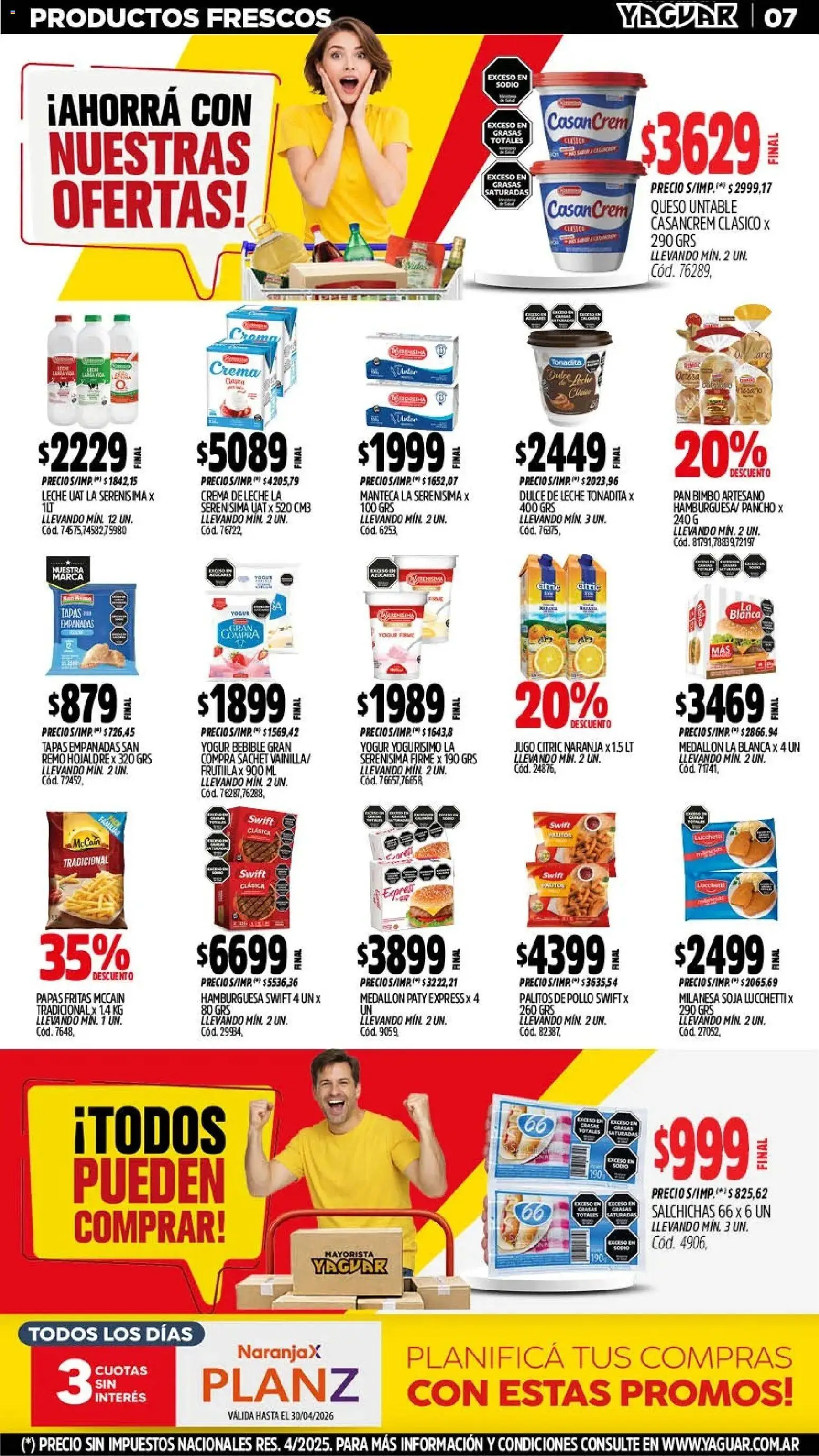 Yaguar - Oferta Semanal Neuquen │ válido desde el 11.05.2026 | Página: 7 | Productos: Milanesa, Yogur, Pan, Jugo