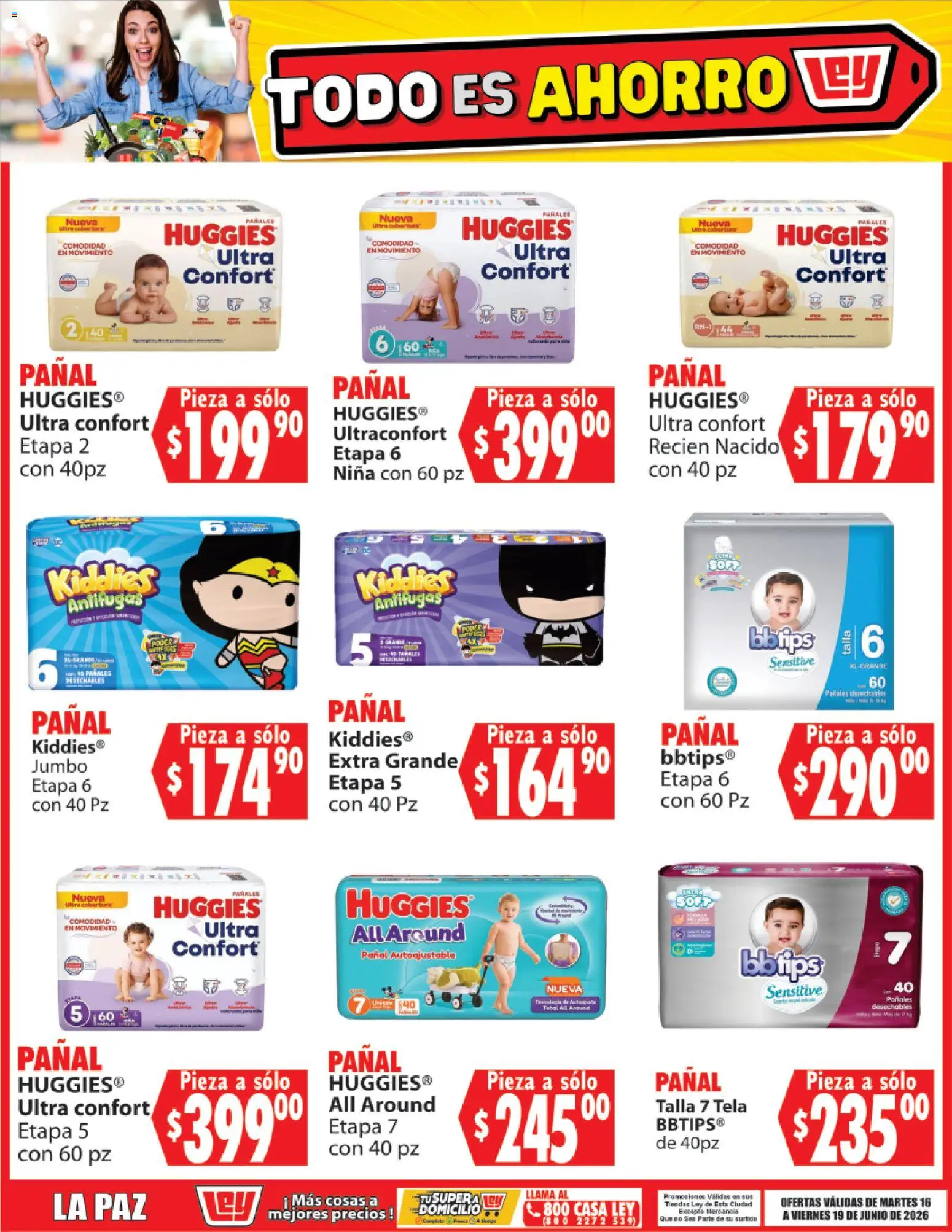 Nuevas ofertas de Casa Ley válidas en toda la República Mexicana desde el 16.06.2026. ¡Encuentra las mejores ofertas en Casa Ley folleto Todo es ahorro! | Página: 9 | Productos: Pañales