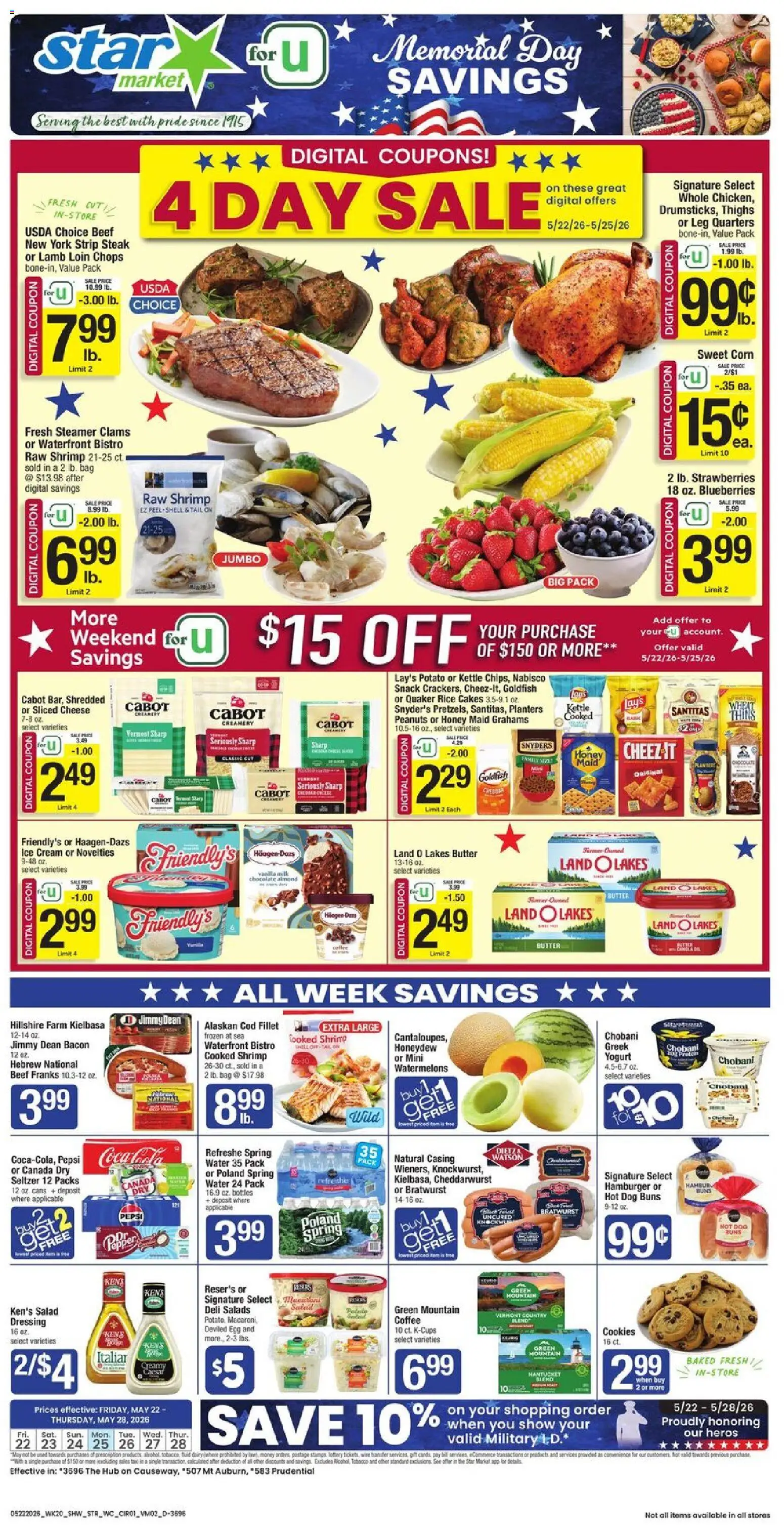 Star Market Weekly Ad - valid from 22.05.2026 | Page: 1 | Products: Butter, Cheese, Hub, Blueberries
