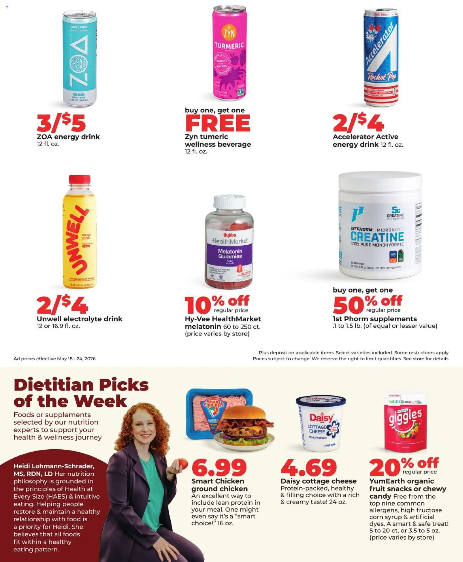HyVee Weekly Ad - valid from 18.05.2026 | Page: 38 | Products: Melatonin, Corn, Safe, Cottage cheese