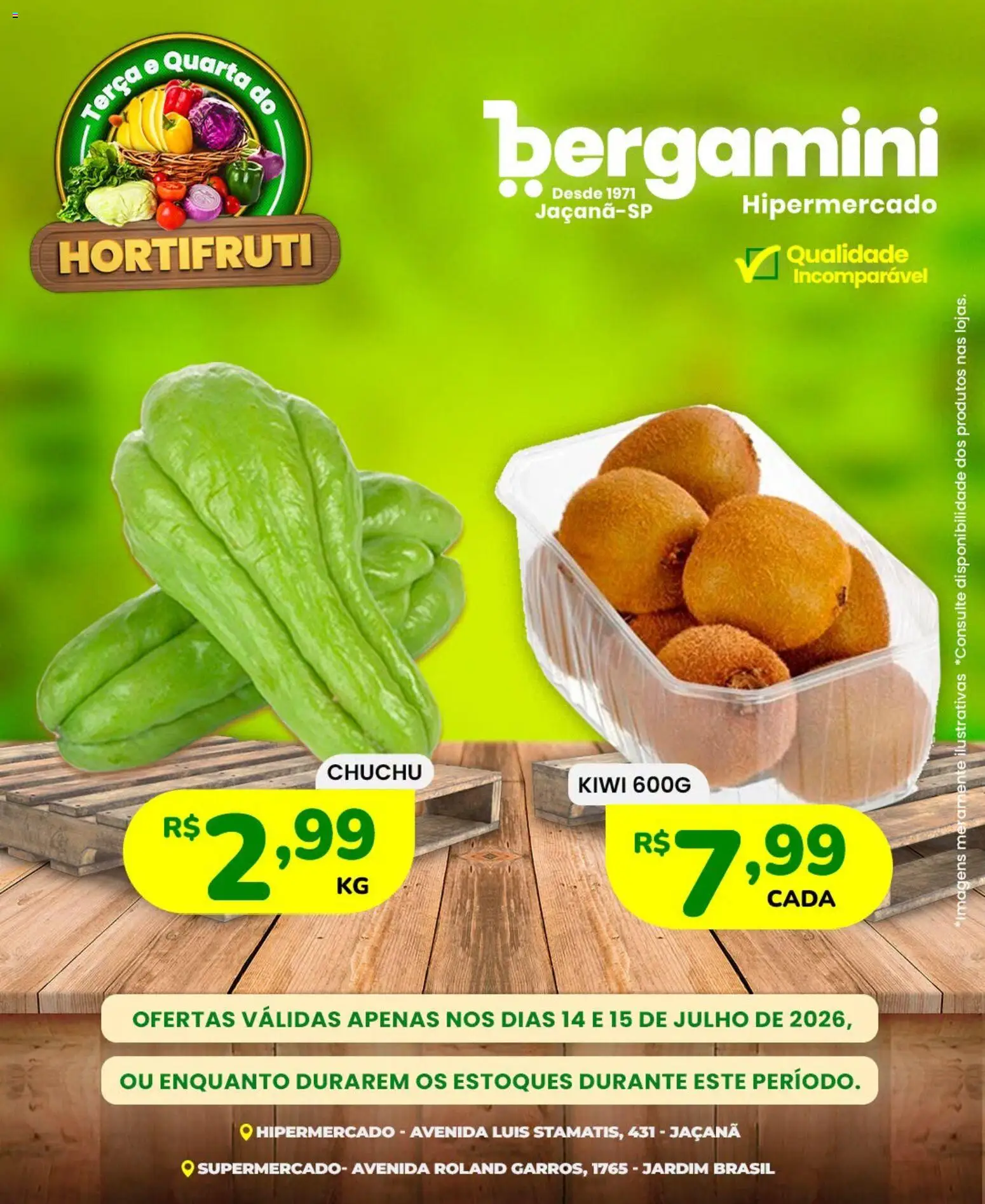 Supermercado Bergamini Folheto - válido de 14/07/2026 | Página: 5 | Produtos: Chuchu, Kiwi