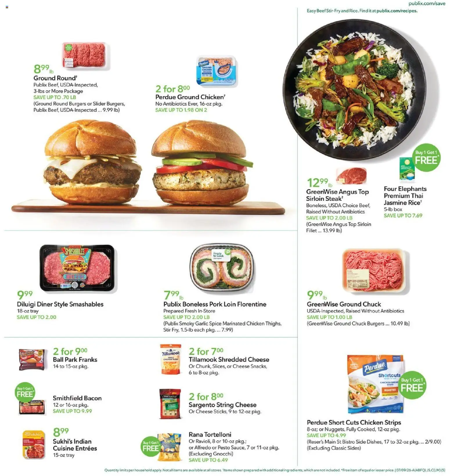 Publix Weekly Ad - valid from 07/08/2026 | Page: 5 | Products: Chicken, Chicken strips, Steak, Pesto