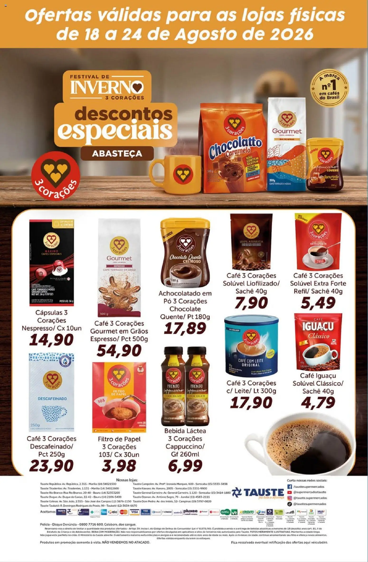 Tauste Folheto - válido de 18/08/2026 | Página: 2 | Produtos: Bebidas, Leite, Café, Chocolate