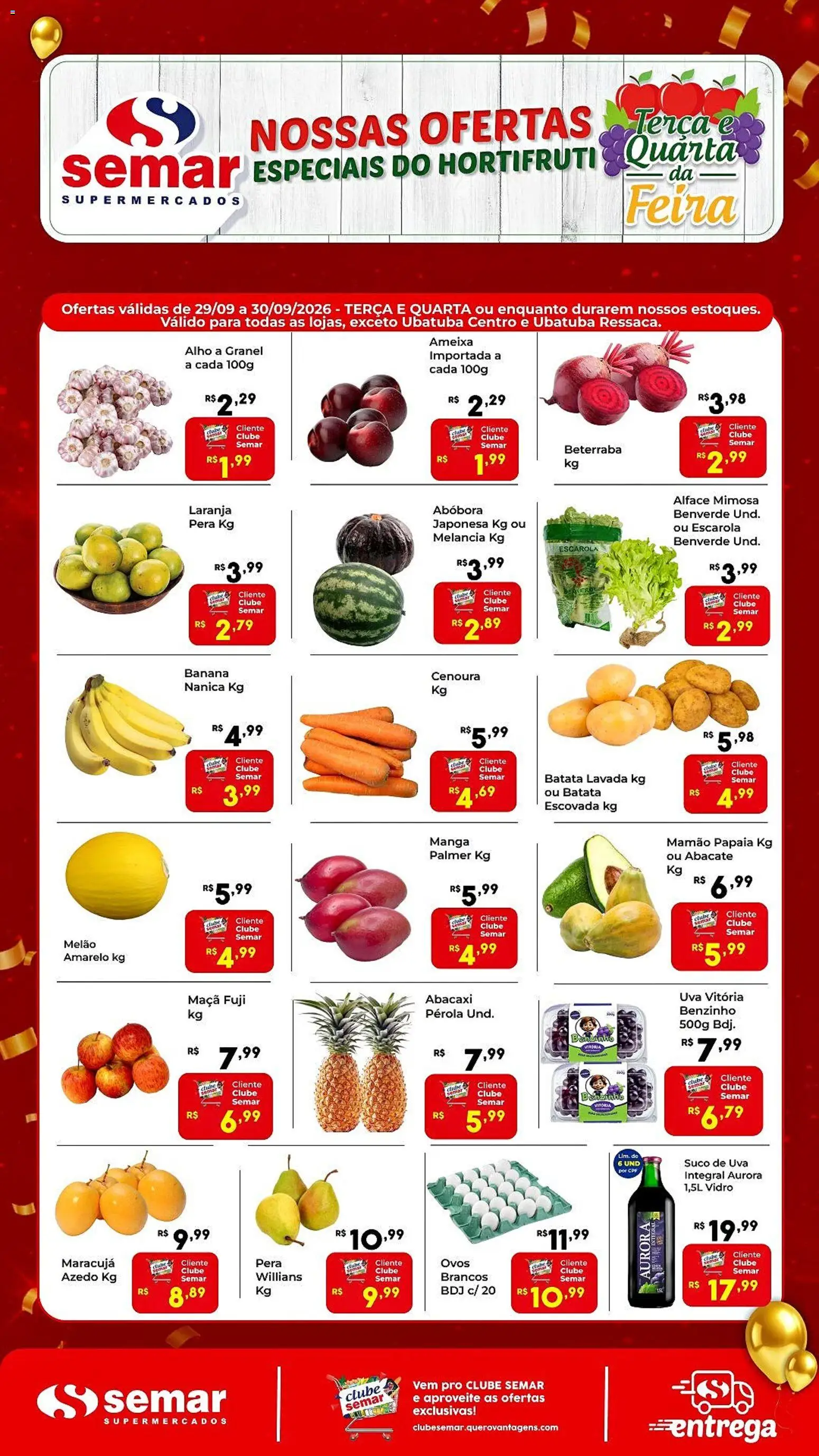 Semar Supermercado Folheto - válido de 29/09/2026 | Página: 1 | Produtos: Pera, Alho, Abacate, Ameixa