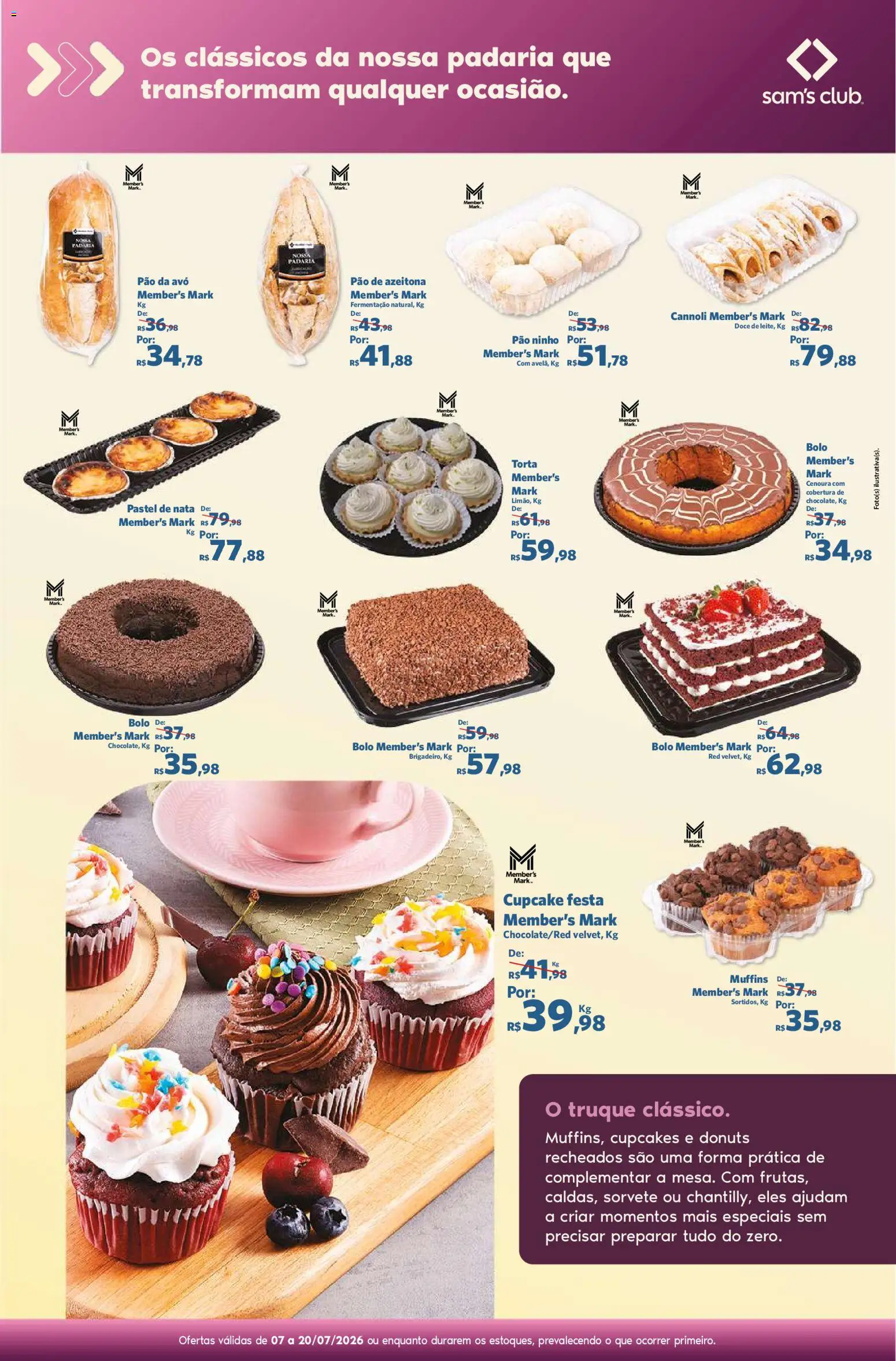 Sam's Club Folheto - válido de 07/07/2026 | Página: 10 | Produtos: Pão, Bolo, Cenoura, Sorvete
