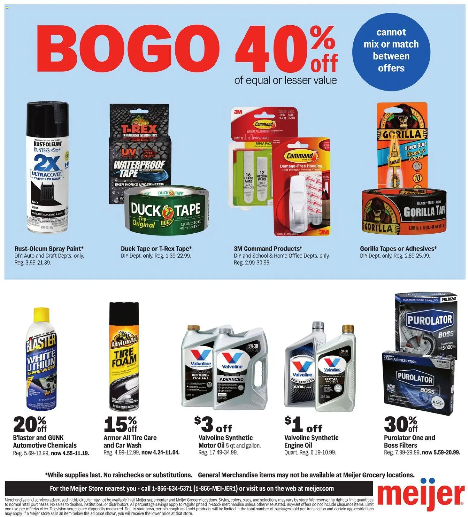 Meijer Storage for Study Season - valid from 07/15/2026 | Page: 5 | Products: Tire, Brush, Oil, Motor Oil