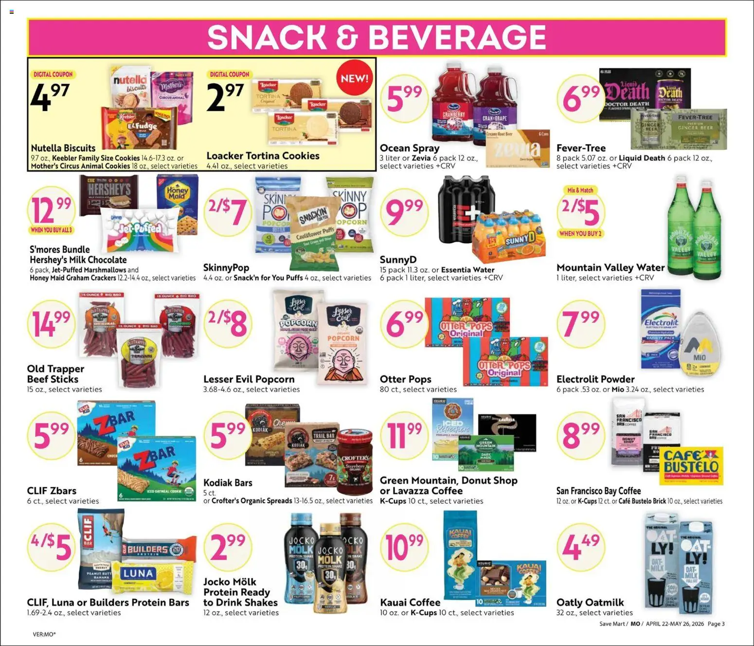 Save Mart Big Book of Savings - valid from 22.04.2026 | Page: 3 | Products: Powder, Chocolate, Beer, Bag