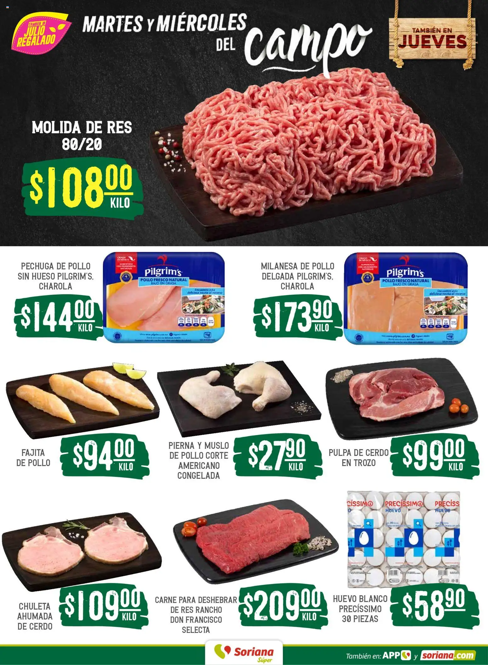 Nuevas ofertas de Soriana válidas en toda la República Mexicana desde el 26.05.2026. ¡Encuentra las mejores ofertas en Soriana Martes y Miércoles del Campo Súper: Chih, Delicias, Dur y Coah (excepto Saltillo)! | Página: 4 | Productos: Milanesa, Ajo, Huevo, Res