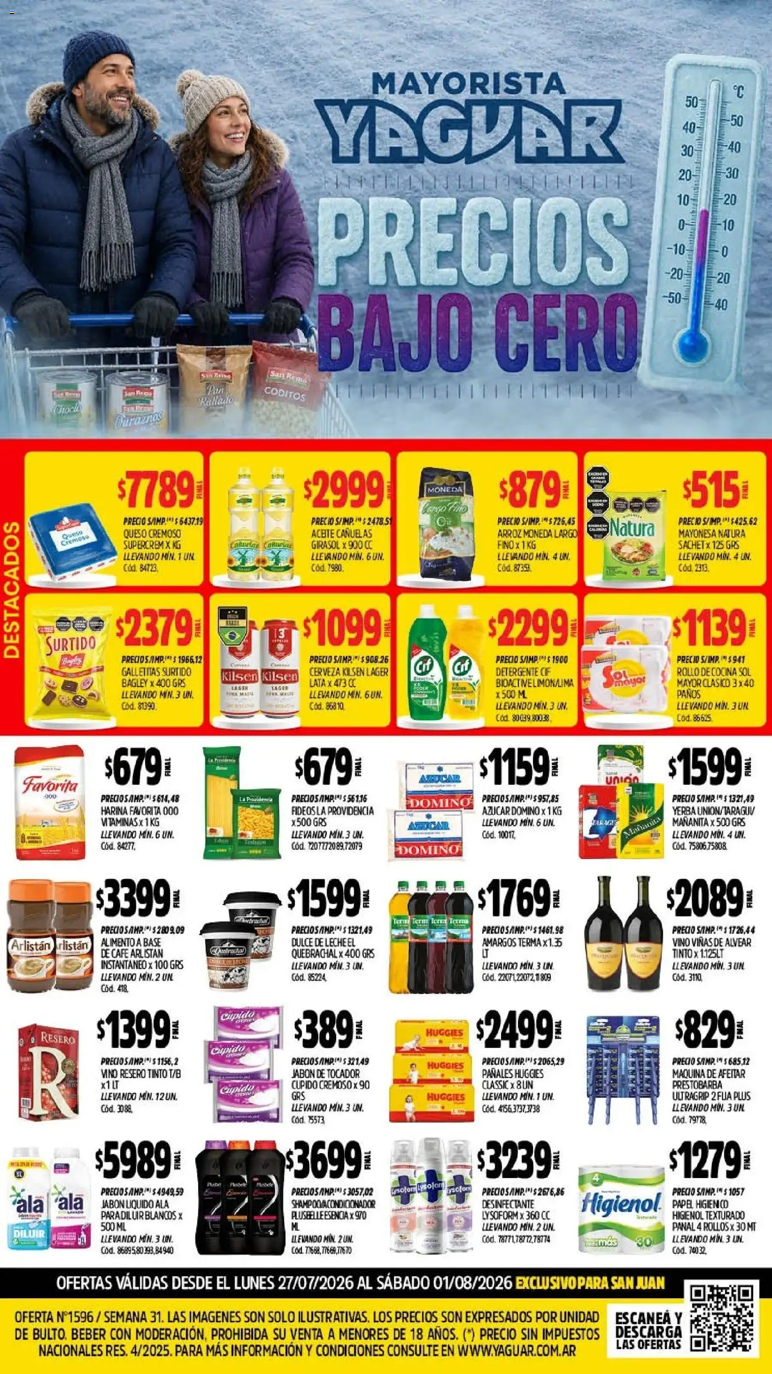 Yaguar - Oferta Semanal San Juan │ válido desde el 27/07/2026 | Página: 1 | Productos: Maquina de afeitar, Galletitas, Yerba, Queso