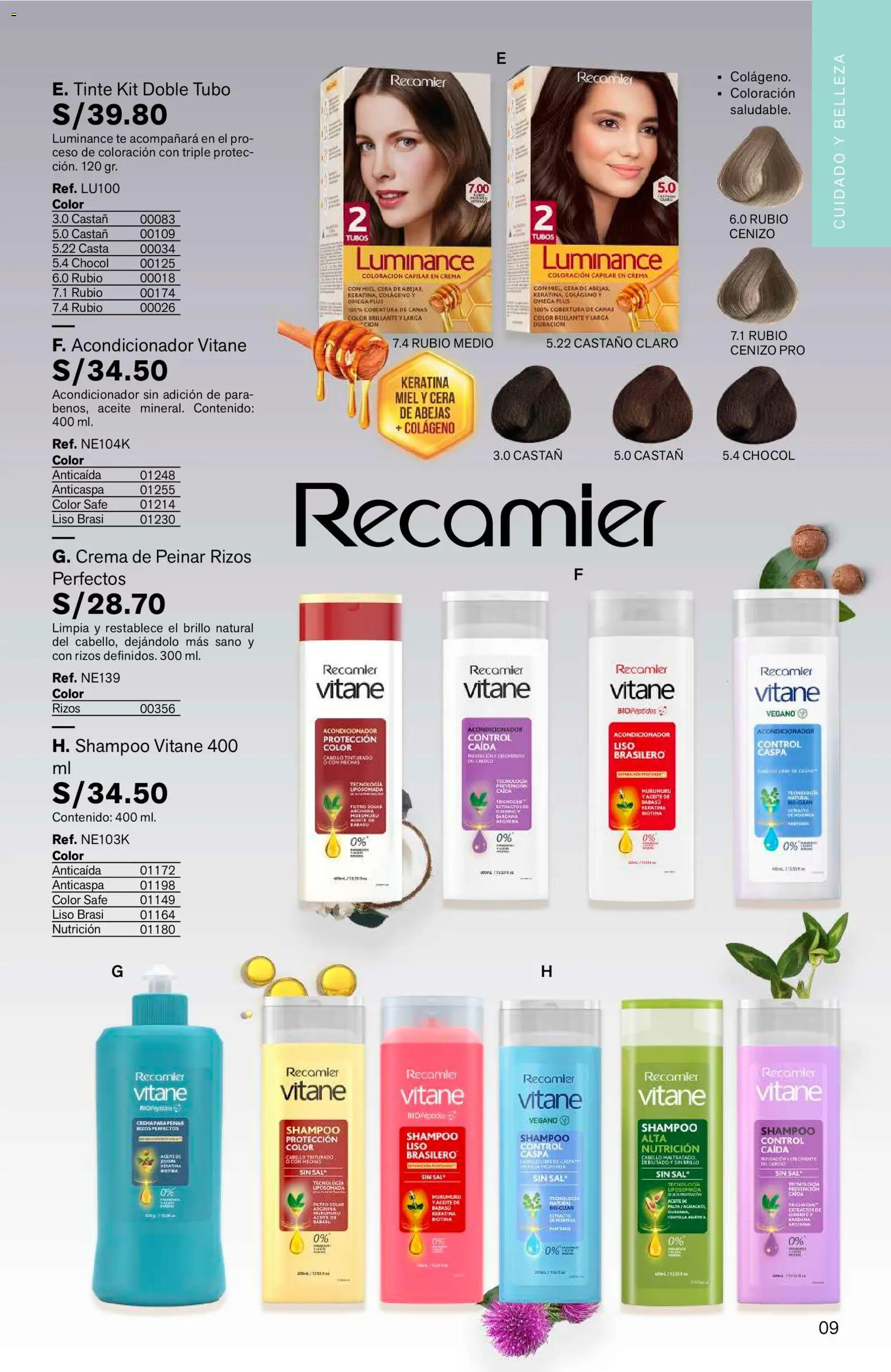 Catálogo Leonisa válido desde 04/08/2026 | Página: 9 | Productos: Shampoo, Acondicionador, Aceite, Crema