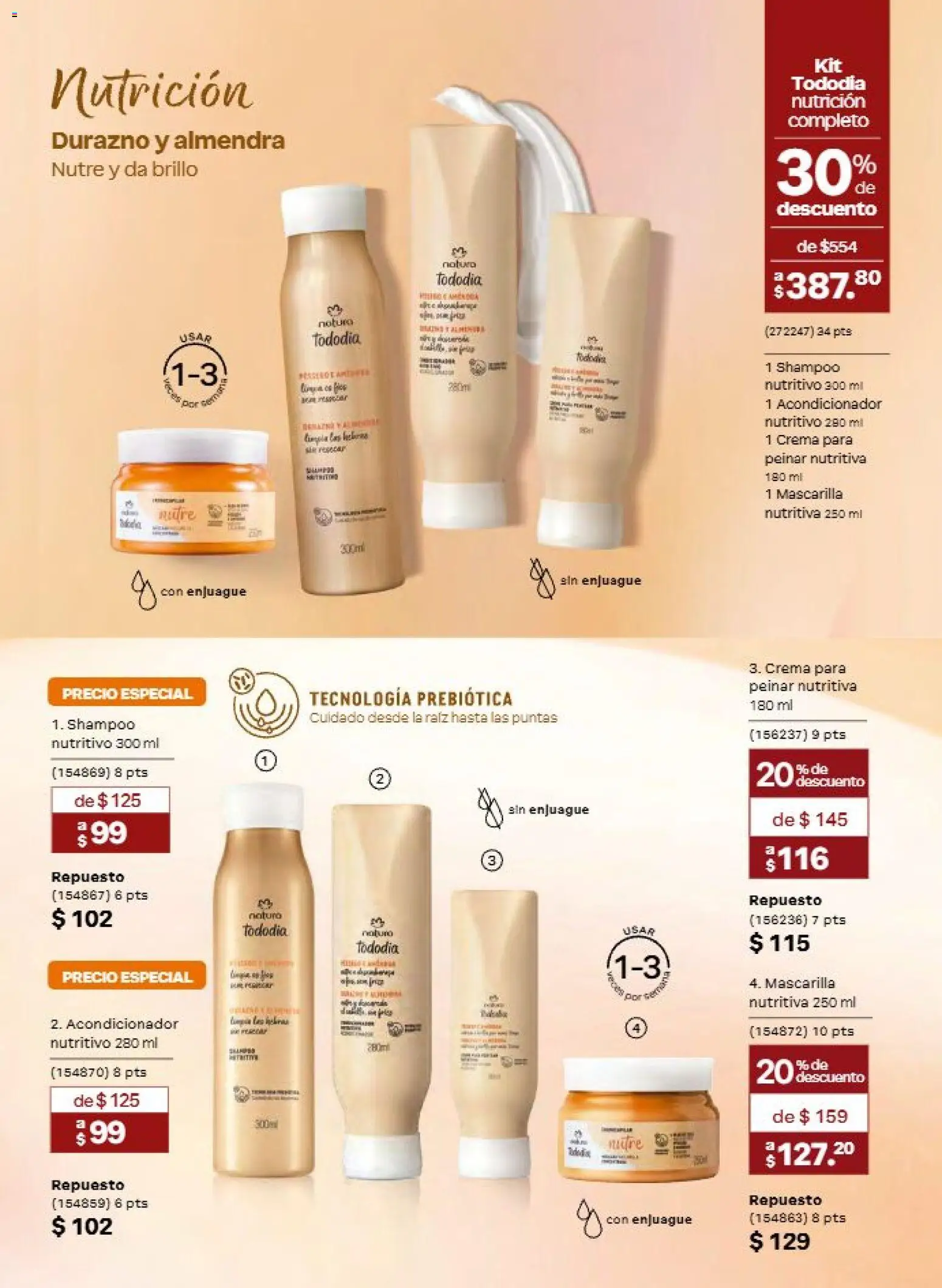 Nuevas ofertas de Natura válidas en toda la República Mexicana desde el 11/09/2026. ¡Encuentra las mejores ofertas en Natura campaña 14 2026! | Página: 140 | Productos: Durazno, Almendra, Shampoo, Acondicionador