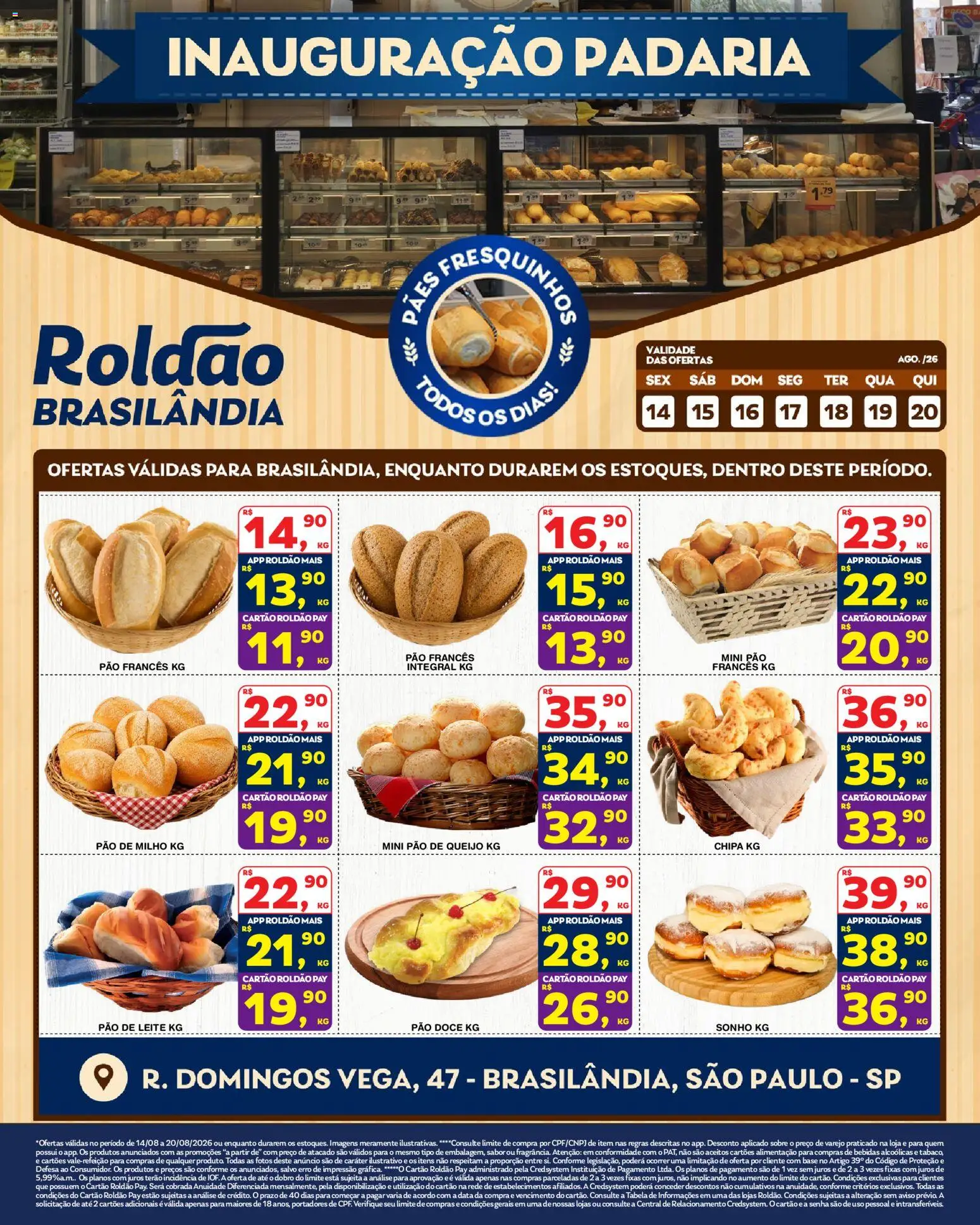 Roldão Folheto - válido de 14/08/2026 | Página: 1 | Produtos: Bebidas, Leite, Doce, Pão doce