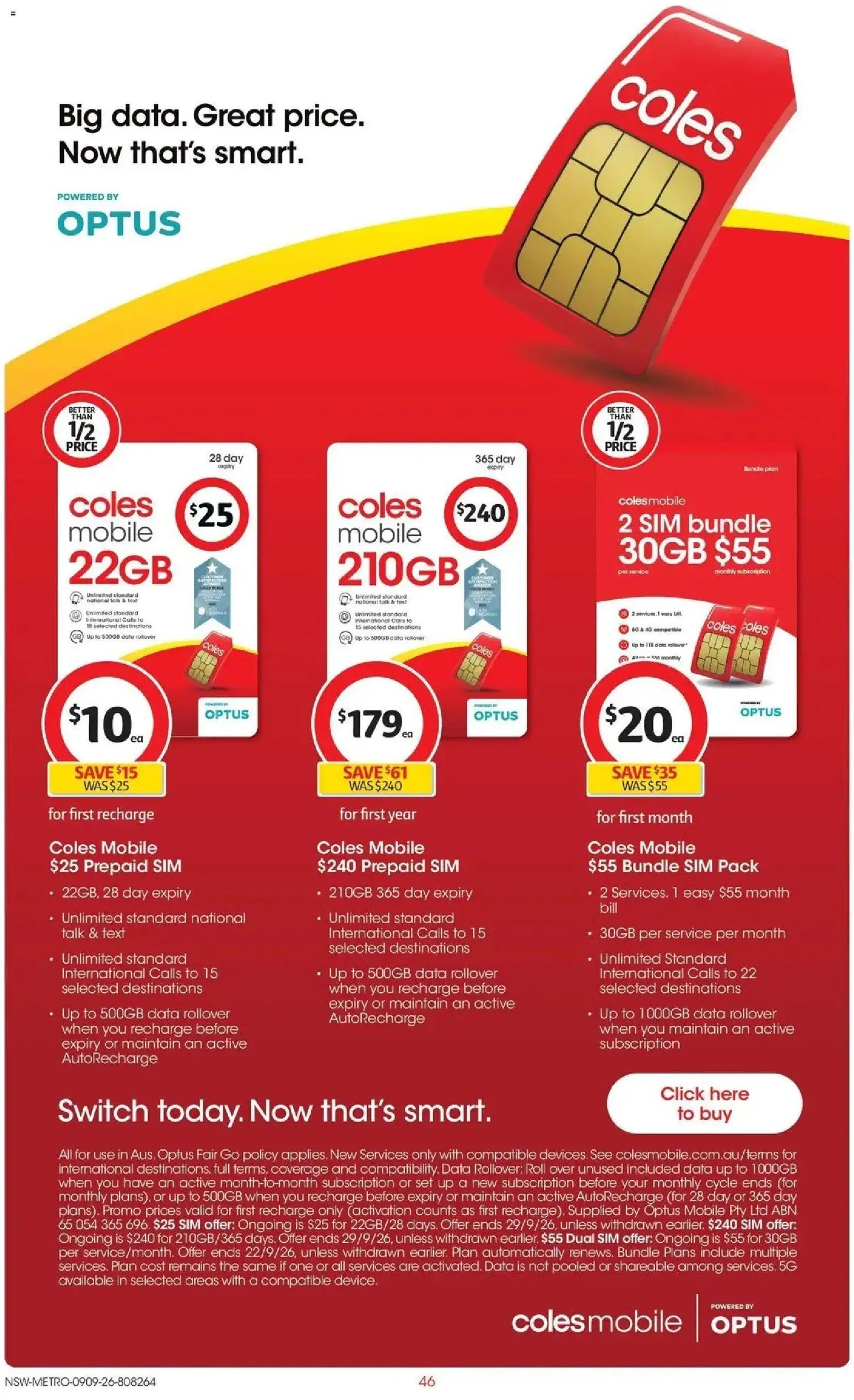 ﻿Coles catalogue valid from 09/09/2026 > Online Australia | Page: 46 | Products: Mobile