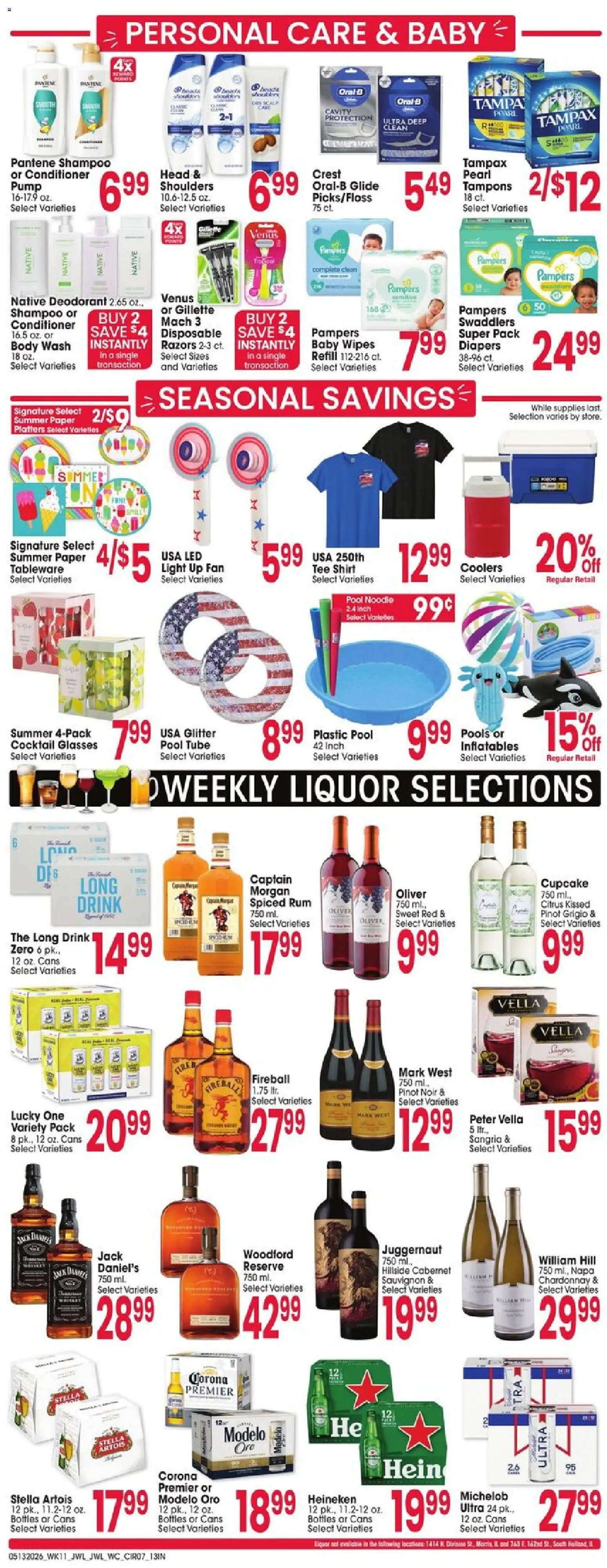 Jewel Osco Weekly Ad - IN - valid from 13.05.2026 | Page: 7 | Products: Shampoo, Tampons, Cupcake, Fan