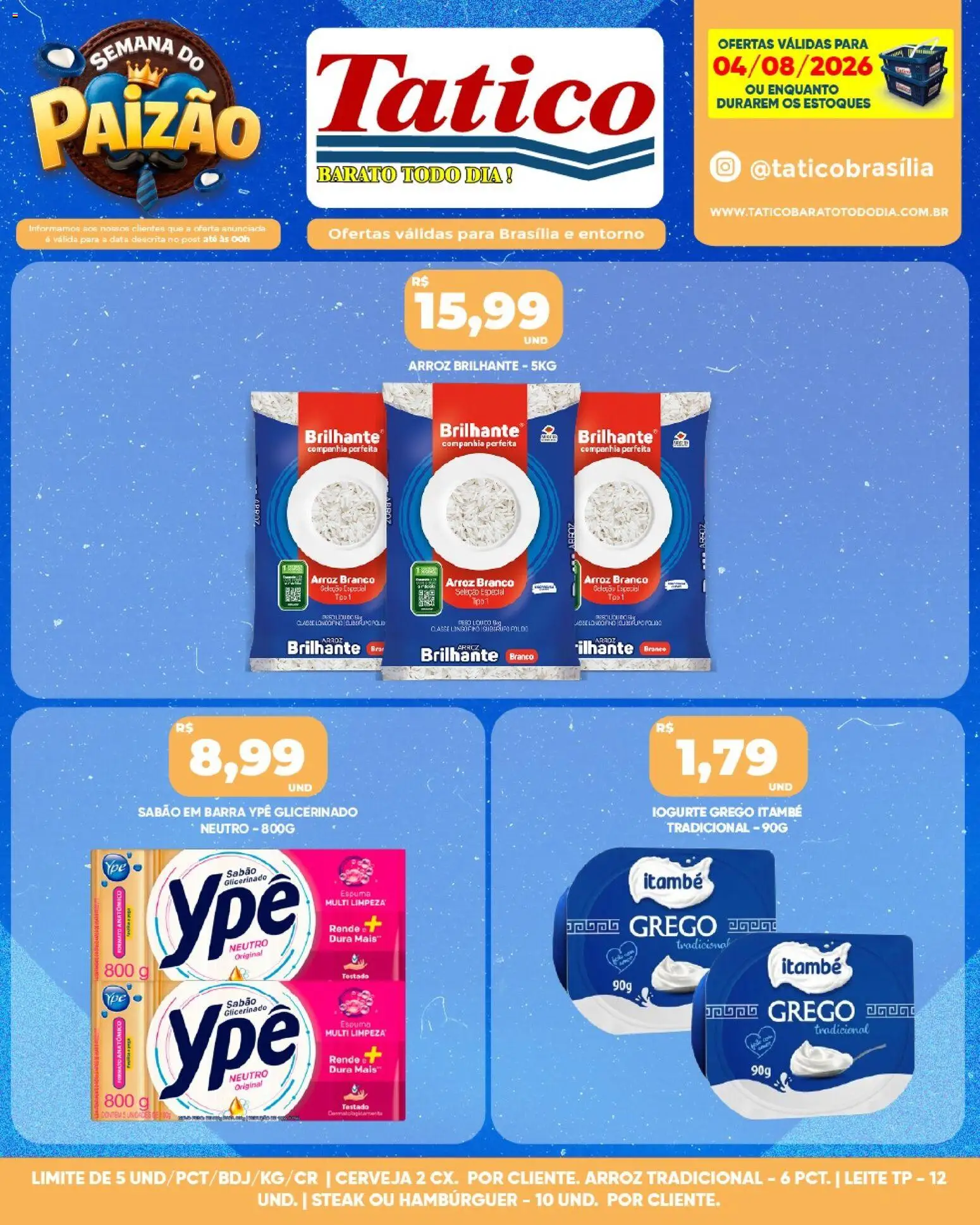 Tatico Folheto - válido de 05/08/2026 | Página: 30 | Produtos: Sabão, Leite, Cerveja, Iogurte grego