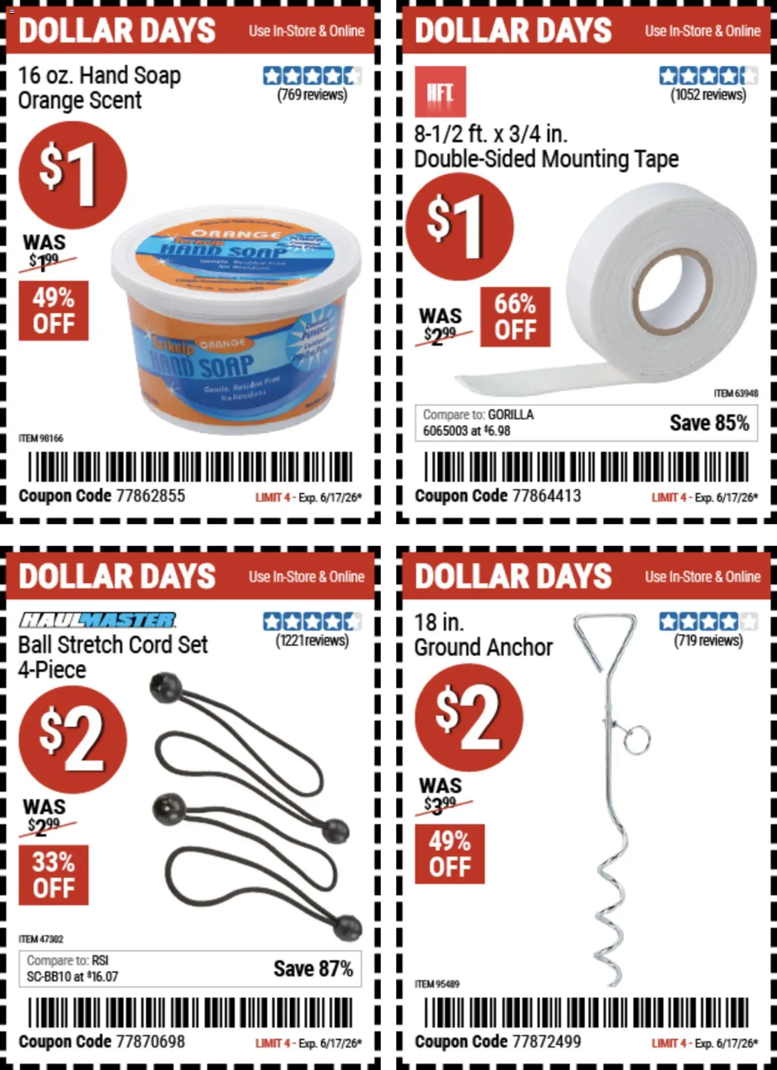 Harbor Freight Dollar Days - valid from 04.06.2026 | Page: 2 | Products: Anchor, Soap