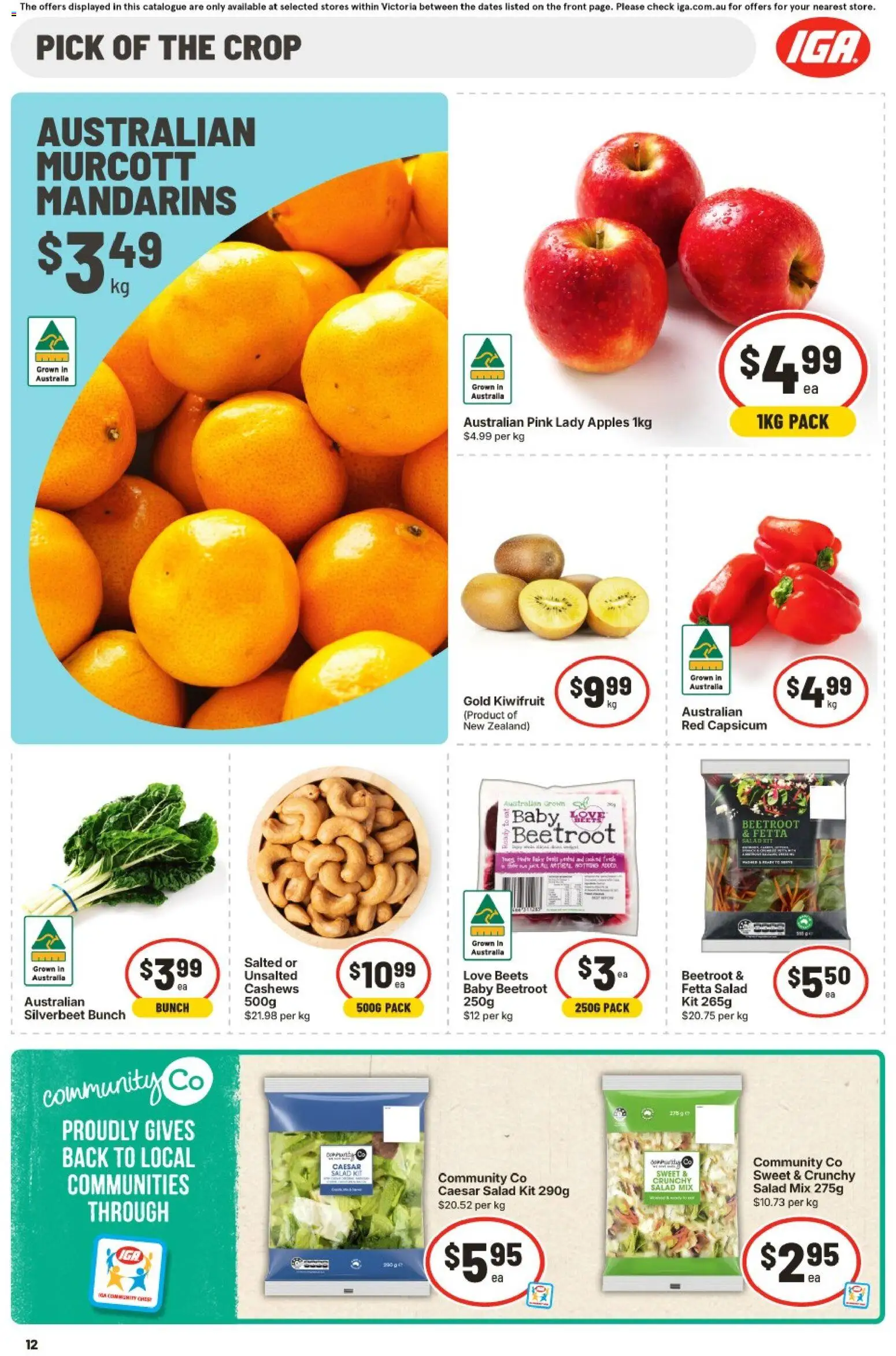 IGA catalogue - valid from 08/07/2026 | Page: 12 | Products: Apples, Mandarins, Salad, Beetroot