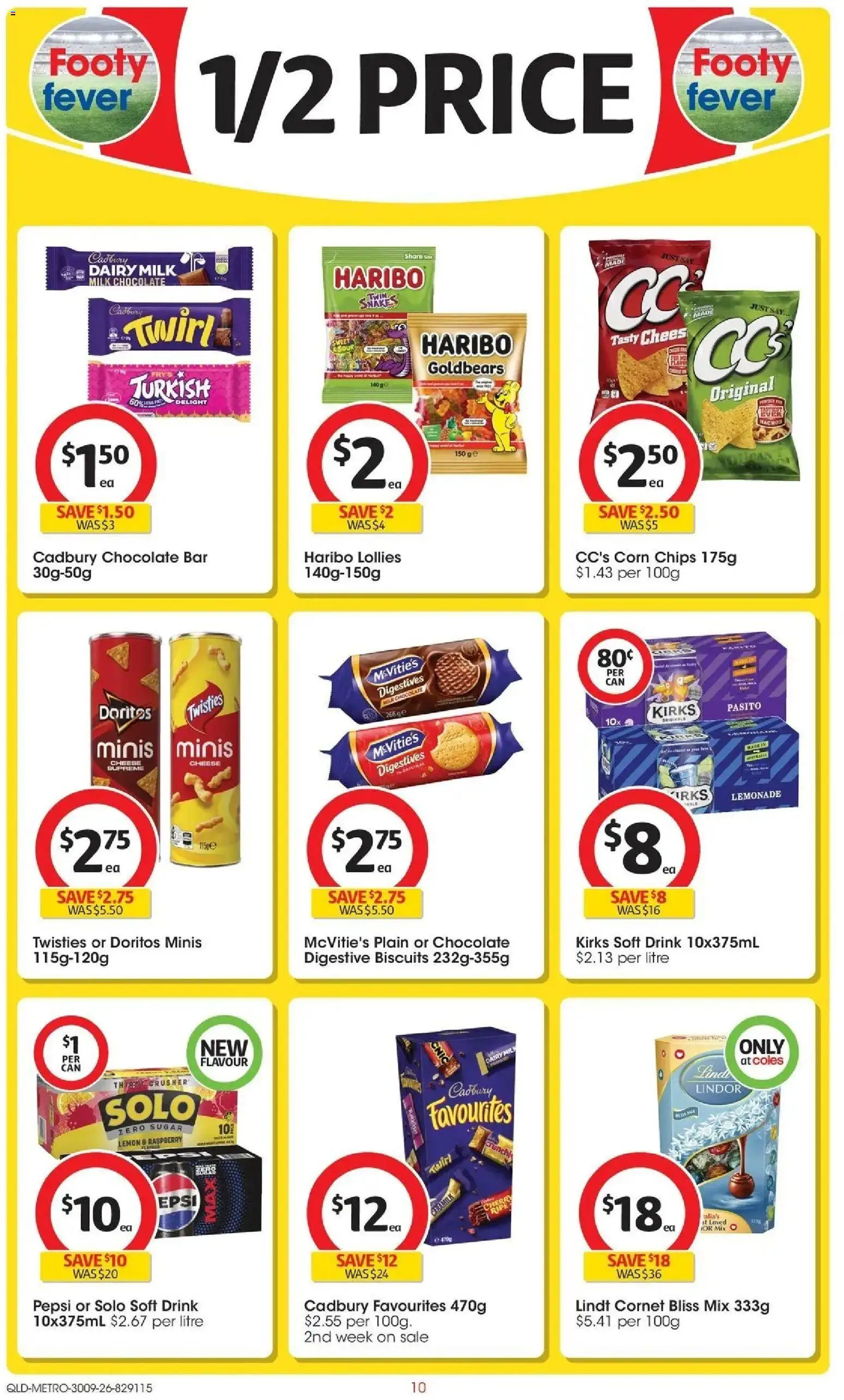 Coles catalogue - valid from 30/09/2026 | Page: 10 | Products: Milk, Chocolate, Chips, Pepsi Max