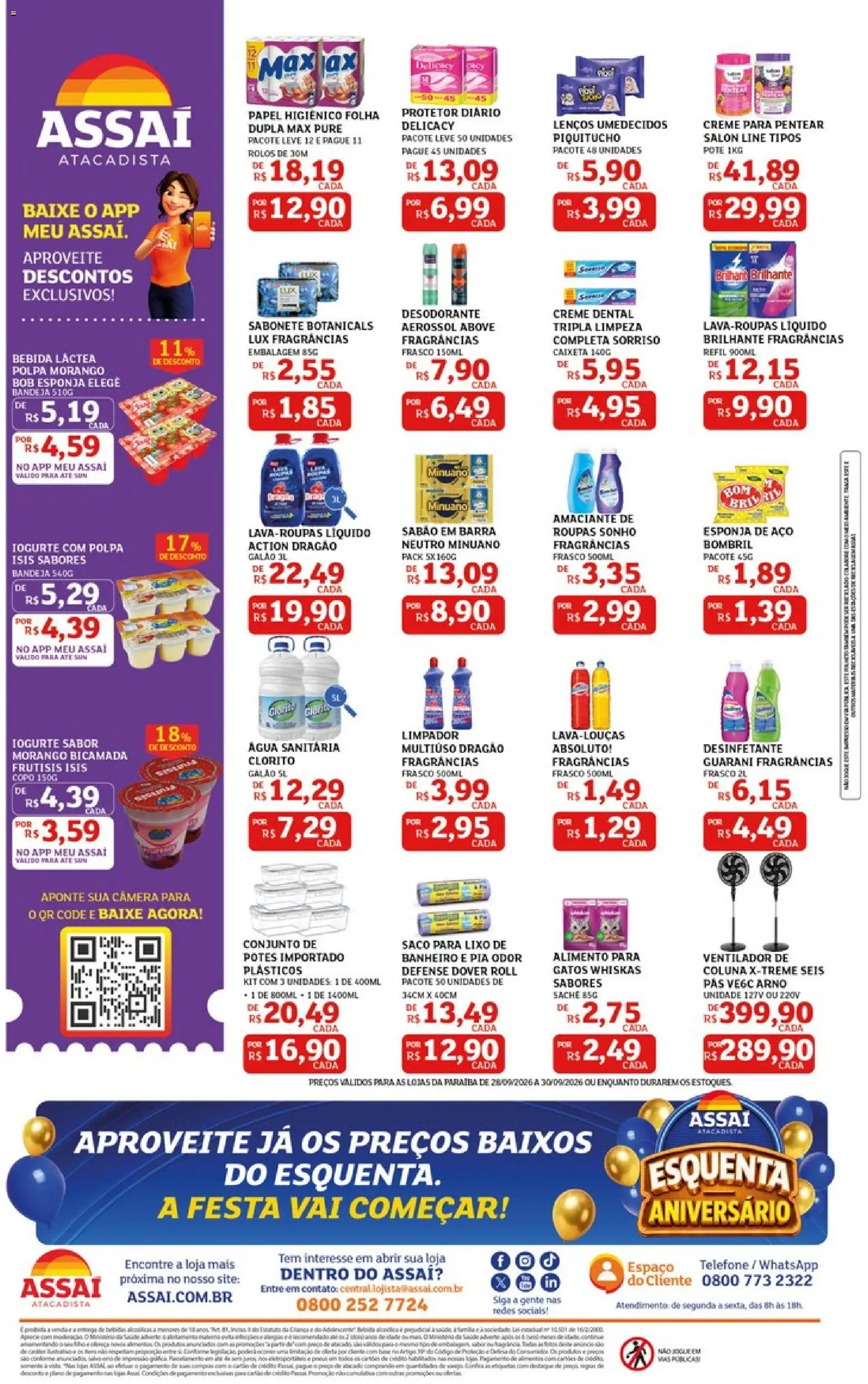 Assaí Atacadista Folheto - válido de 28/09/2026 | Página: 2 | Produtos: Água, Creme para pentear, Creme dental, Câmera