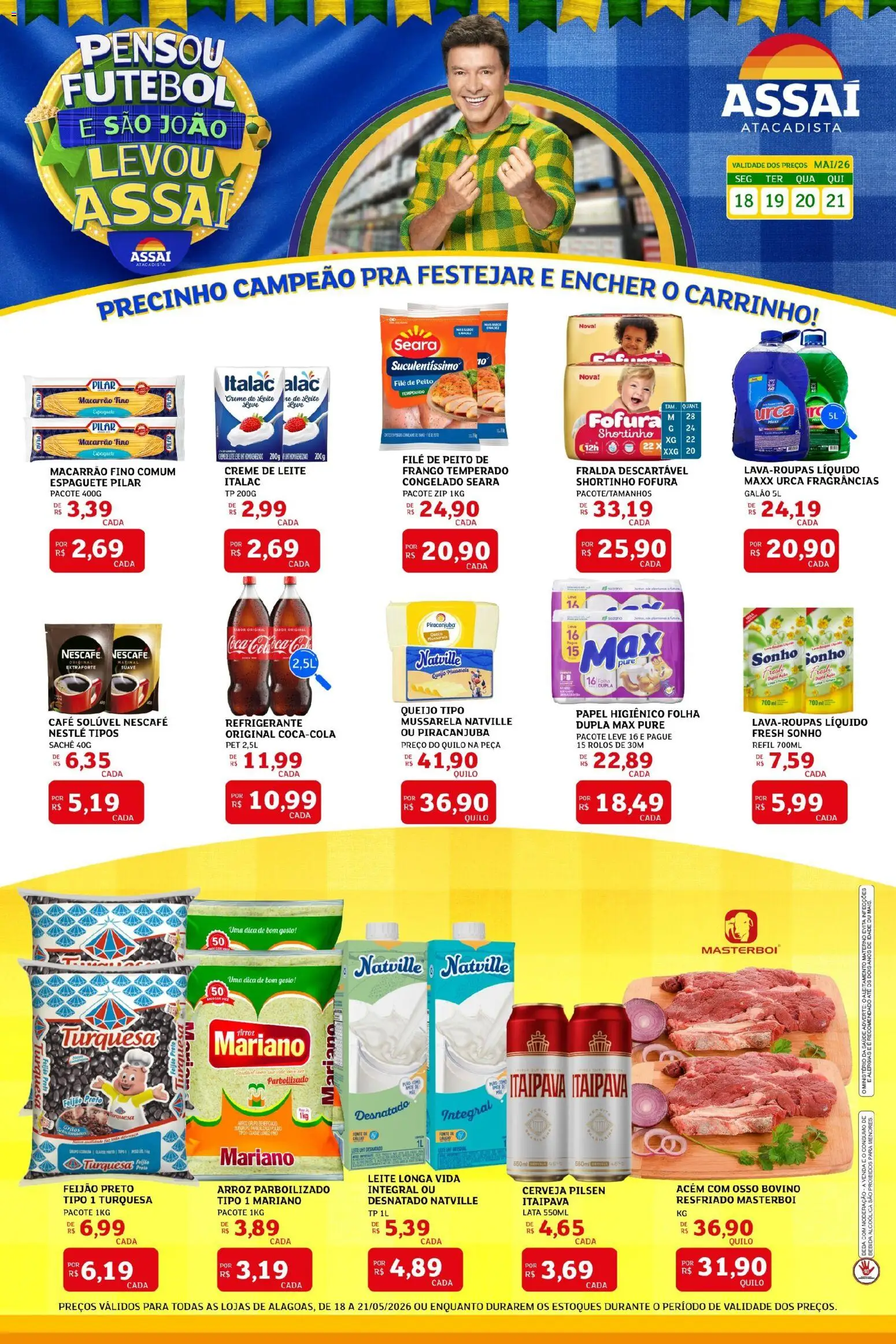 Assaí Atacadista Folheto - válido de 18.05.2026 | Página: 1 | Produtos: Café, Frango, Mussarela, Café solúvel