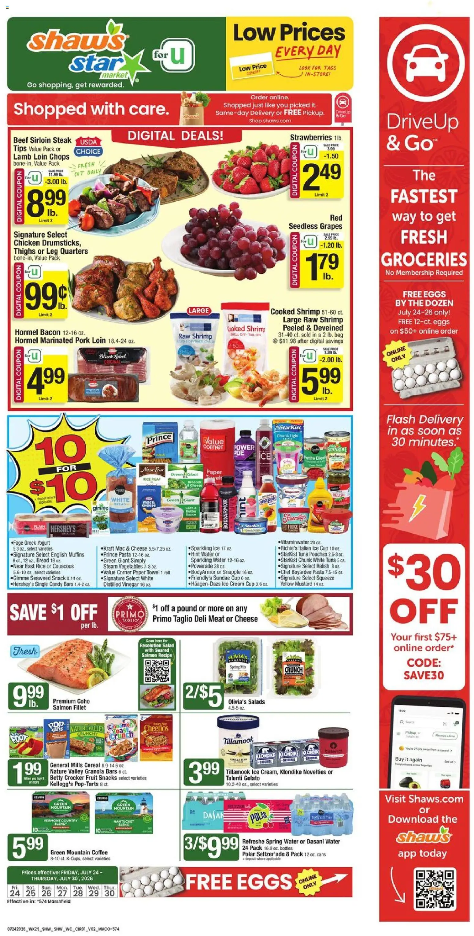 Star Market Weekly Ad - MA - valid from 07/24/2026 | Page: 1 | Products: Vinegar, Cheese, Rice, Beef