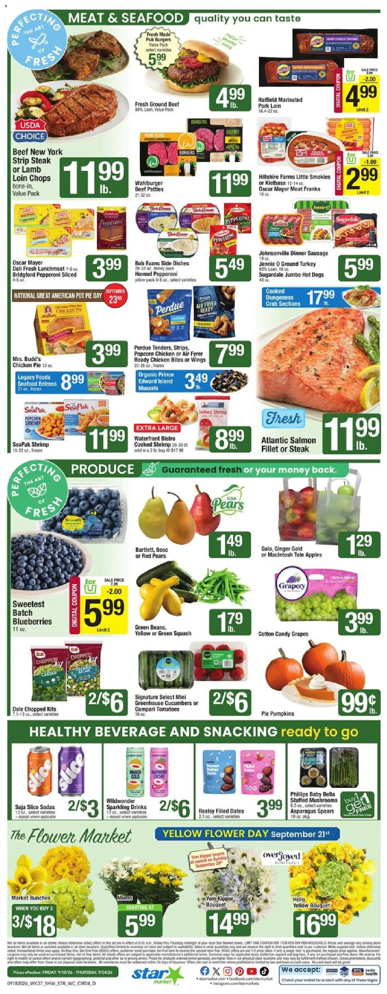 Star Market Weekly Ad - valid from 09/18/2026 | Page: 4 | Products: Popcorn, Blueberries, Bag, Salmon