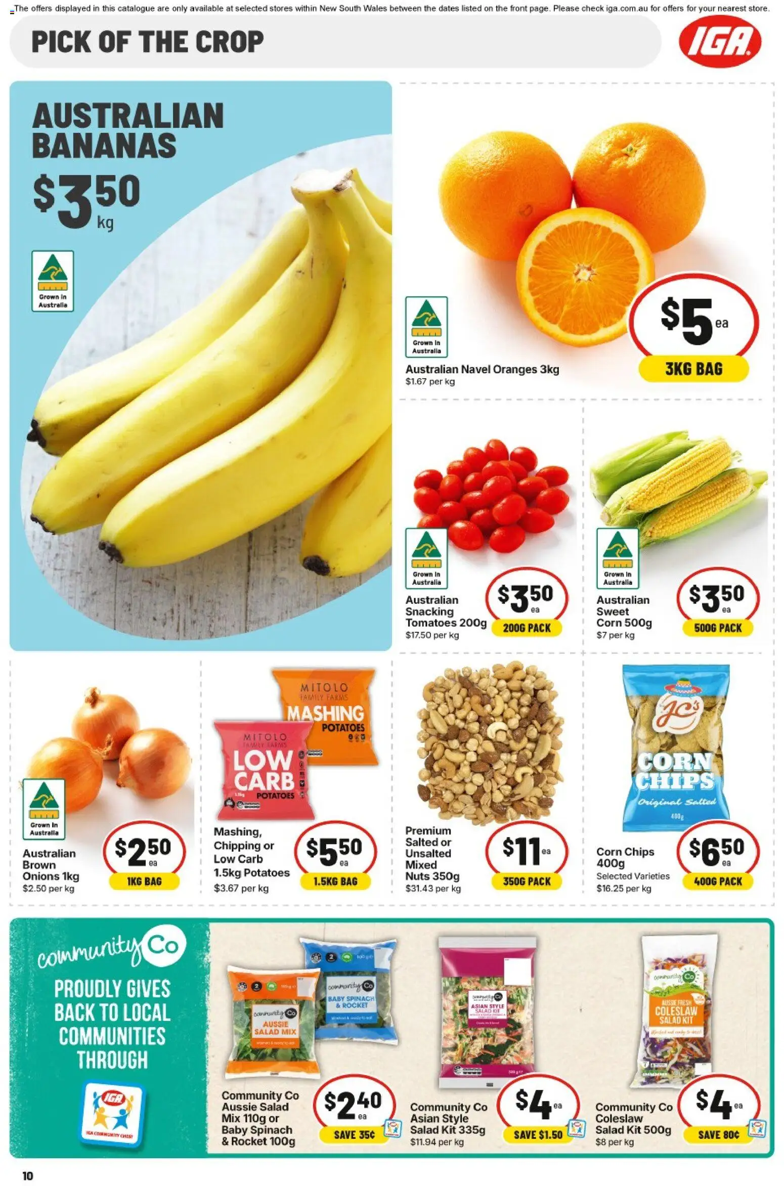 IGA catalogue - valid from 22/07/2026 | Page: 11 | Products: Tomatoes, Bananas, Rocket, Onions