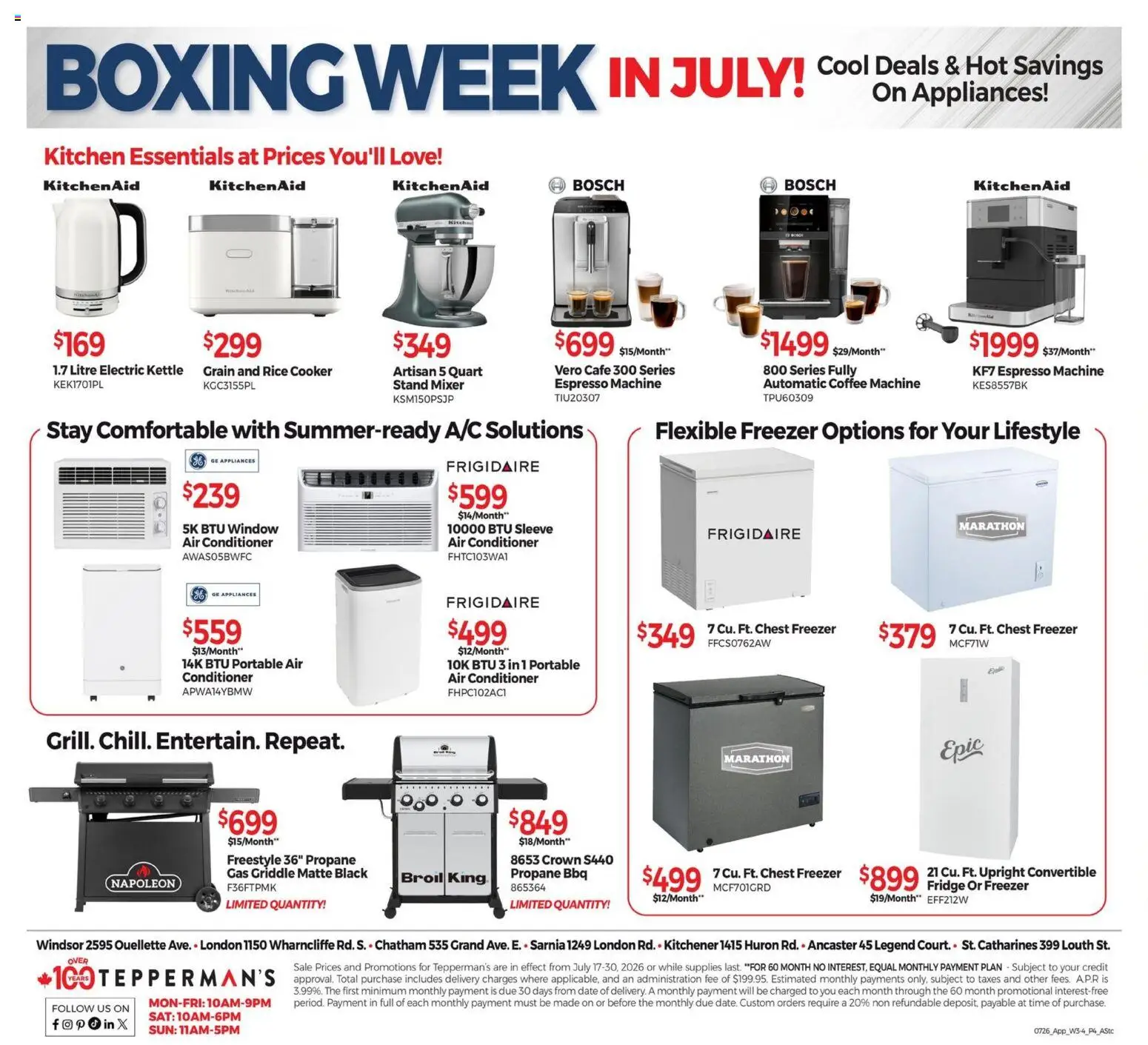 Tepperman's flyer valid from Jul 17, 2026 | Page: 12 | Products: Mixer, Cooker, Electric kettle, Conditioner