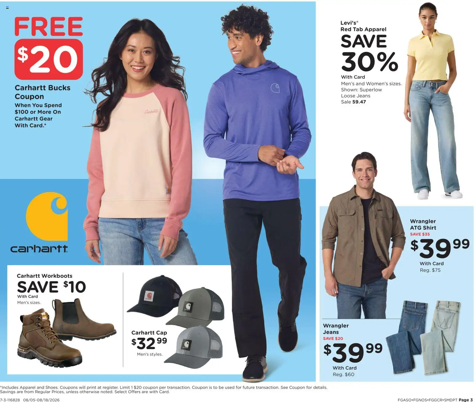 Fred Meyer Home & Apparel - valid from 08/05/2026 | Page: 3 | Products: Shirt, Cap, Jeans