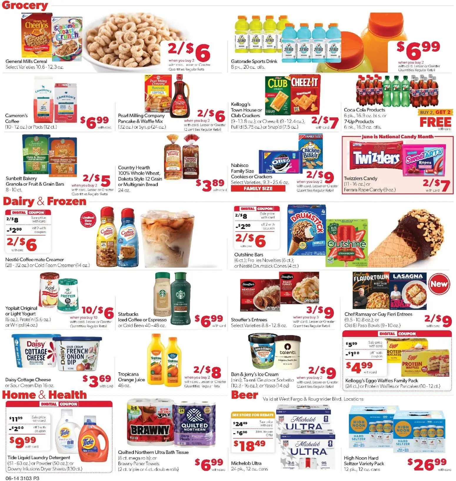 Family Fare Weekly Ad - ND - valid from 14.06.2026 | Page: 3 | Products: Bakery, Butter, Cheese, Chocolate