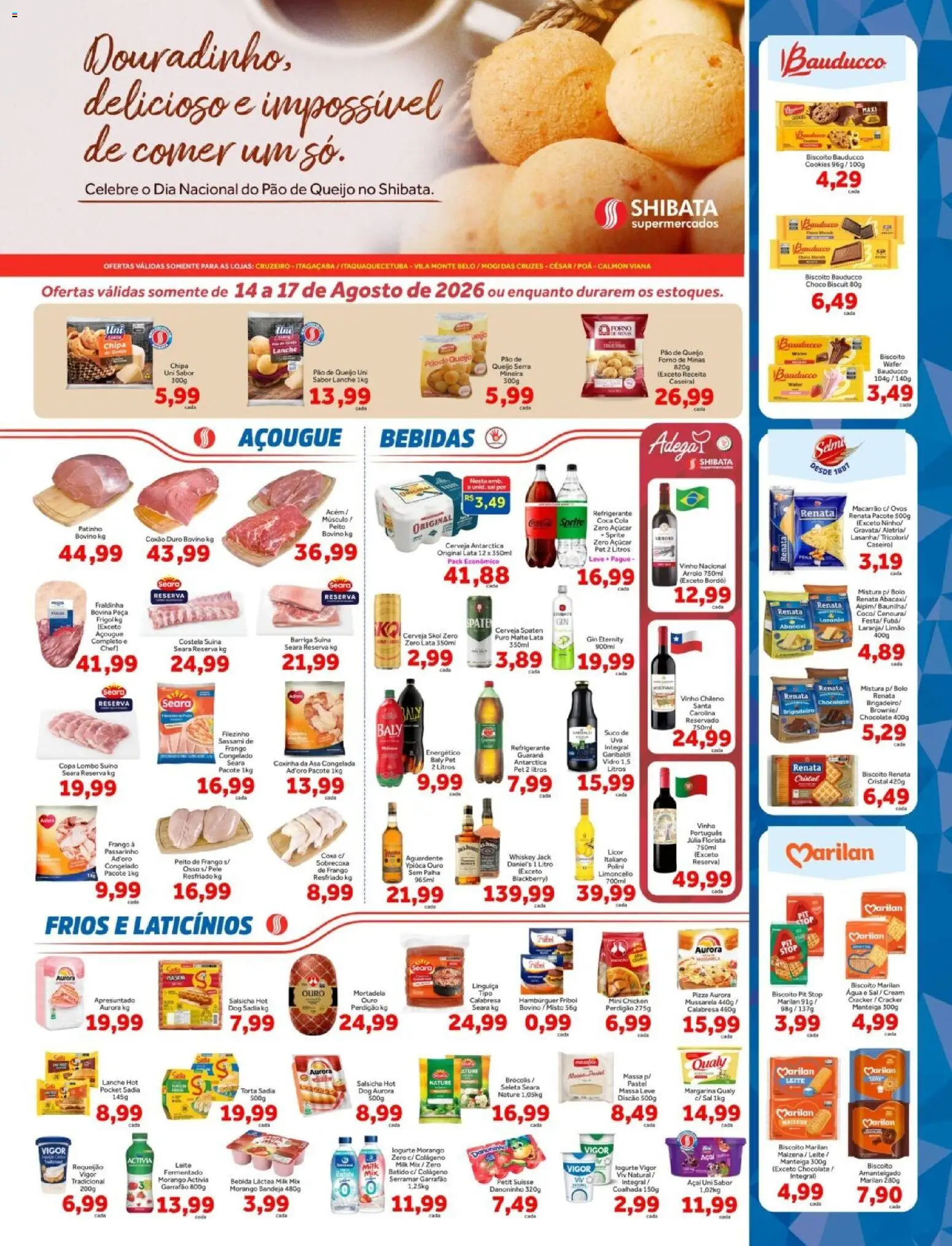Shibata Folheto - válido de 14/08/2026 | Página: 1 | Produtos: Linguiça, Mortadela, Copa, Gin