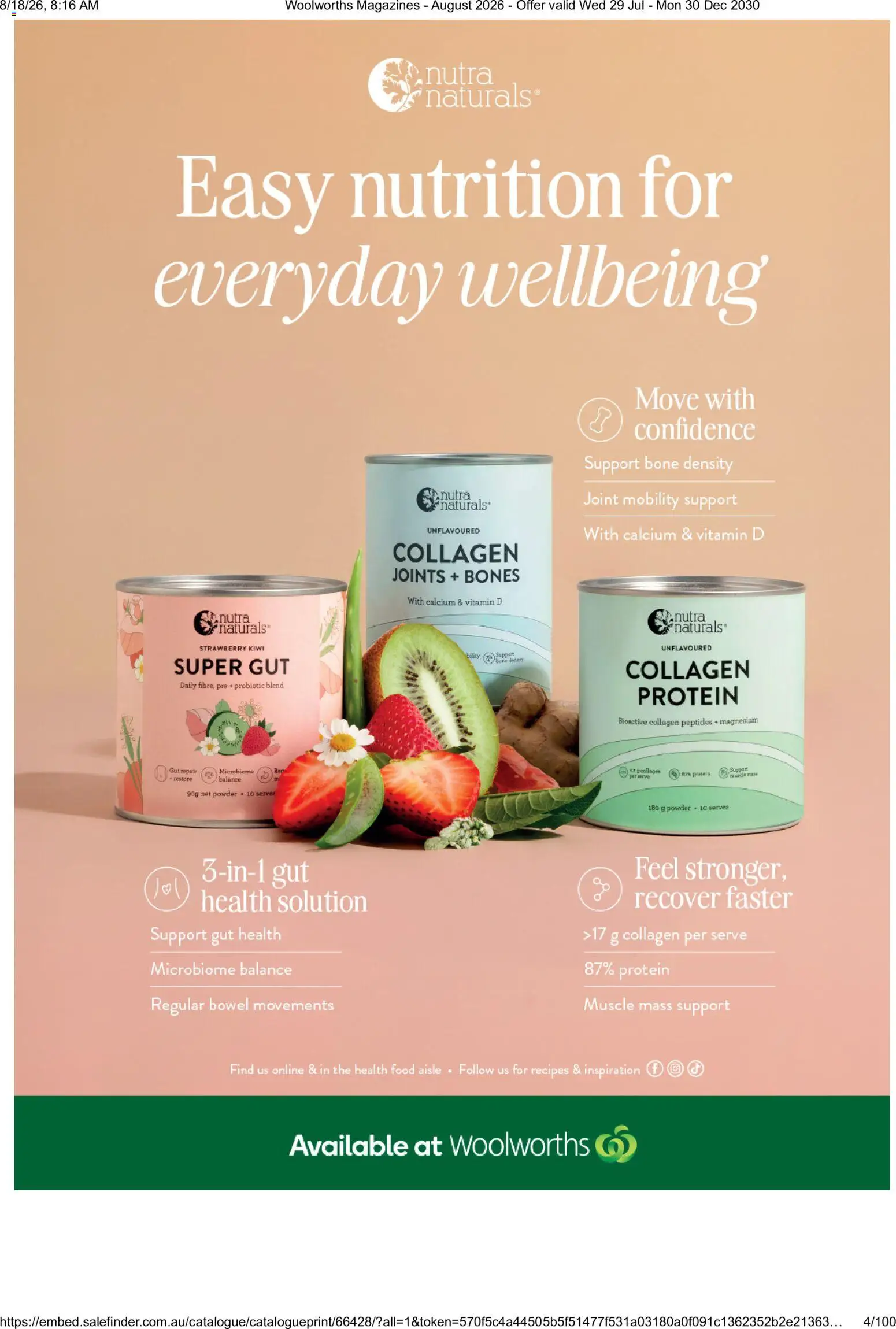 Woolworths catalogue - valid from 01/08/2026 | Page: 4 | Products: Protein, Kiwi, Collagen, Vitamin
