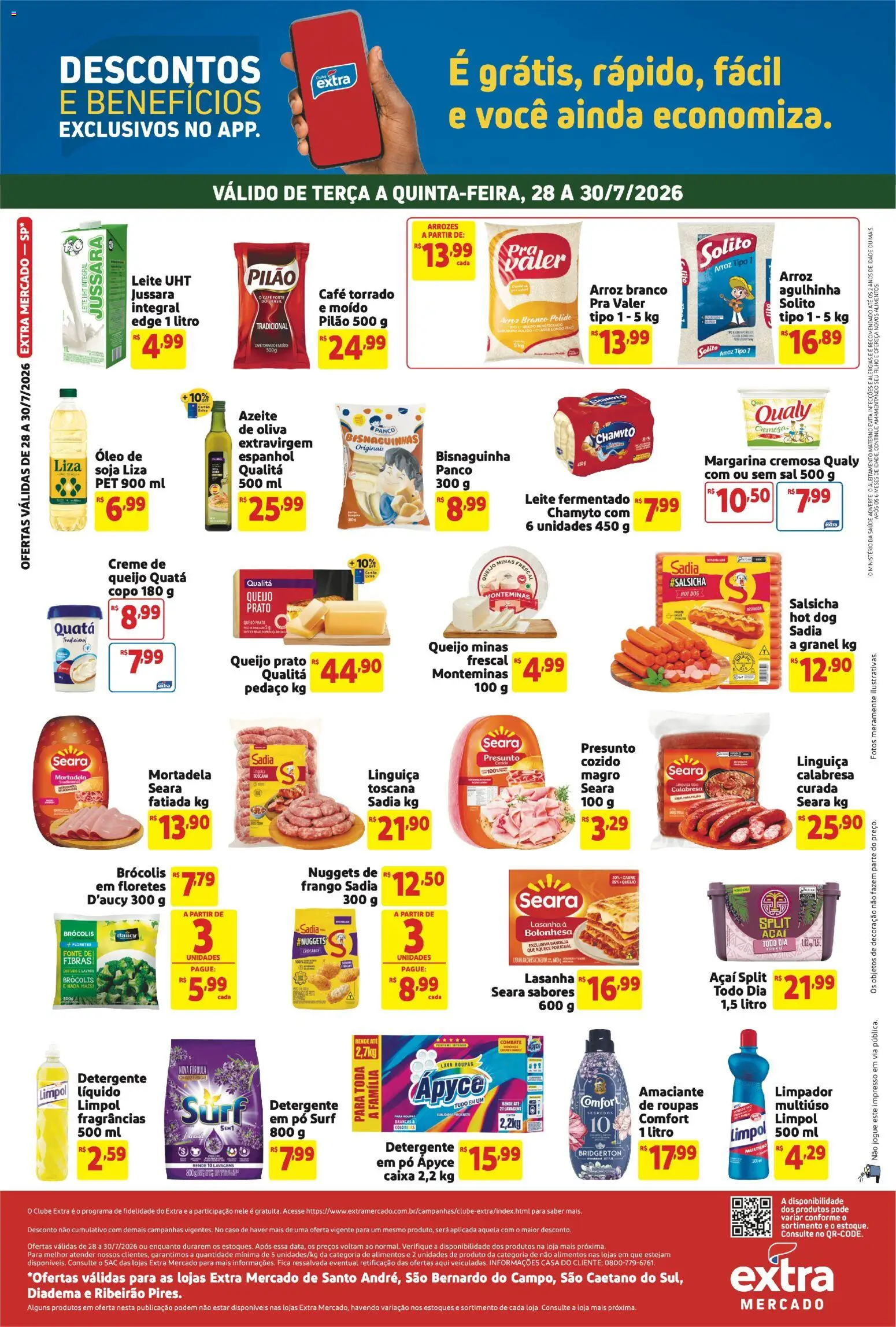 Extra Folheto - válido de 04/08/2026 | Página: 2 | Produtos: Linguiça, Creme, Azeite, Soja