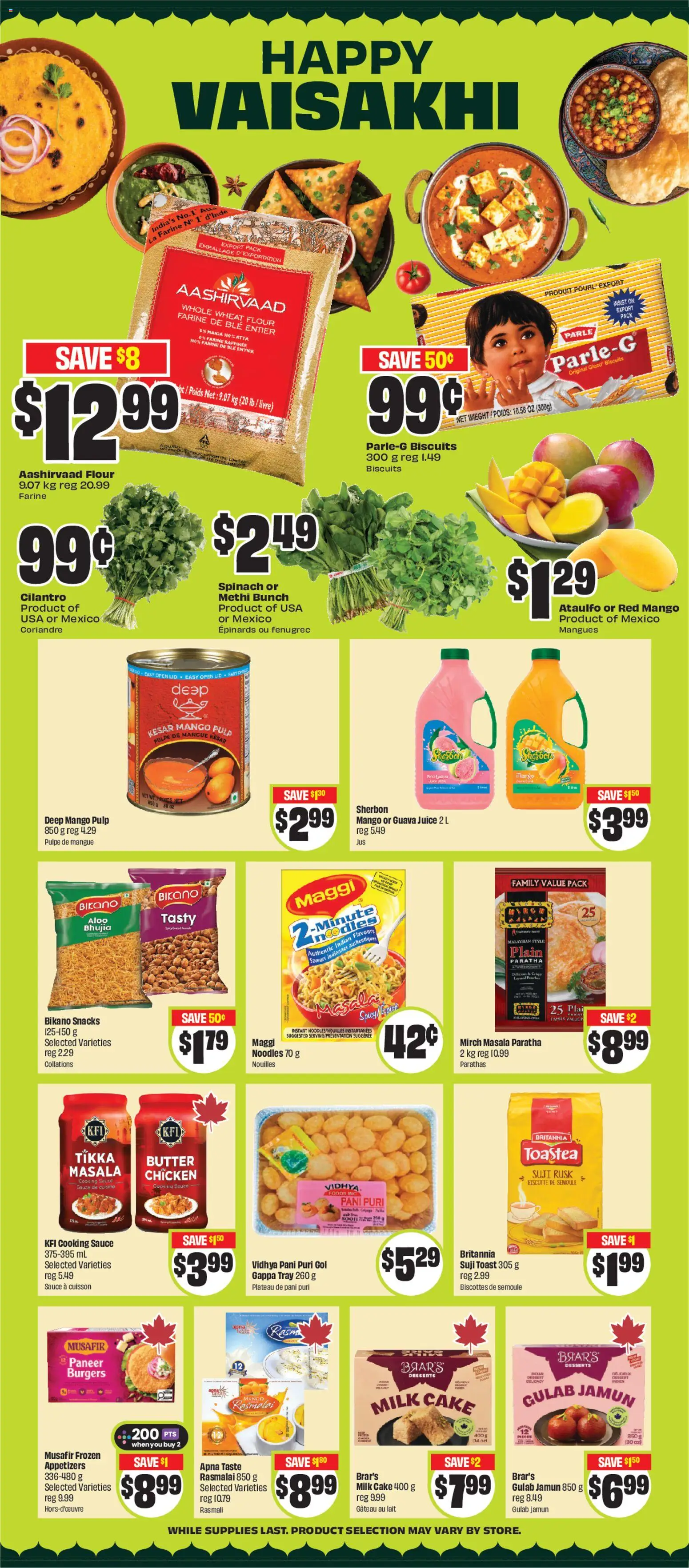 FreshCo flyer valid from 16.04.2026 | Page: 10 | Products: Noodles, Butter, Juice, Chicken