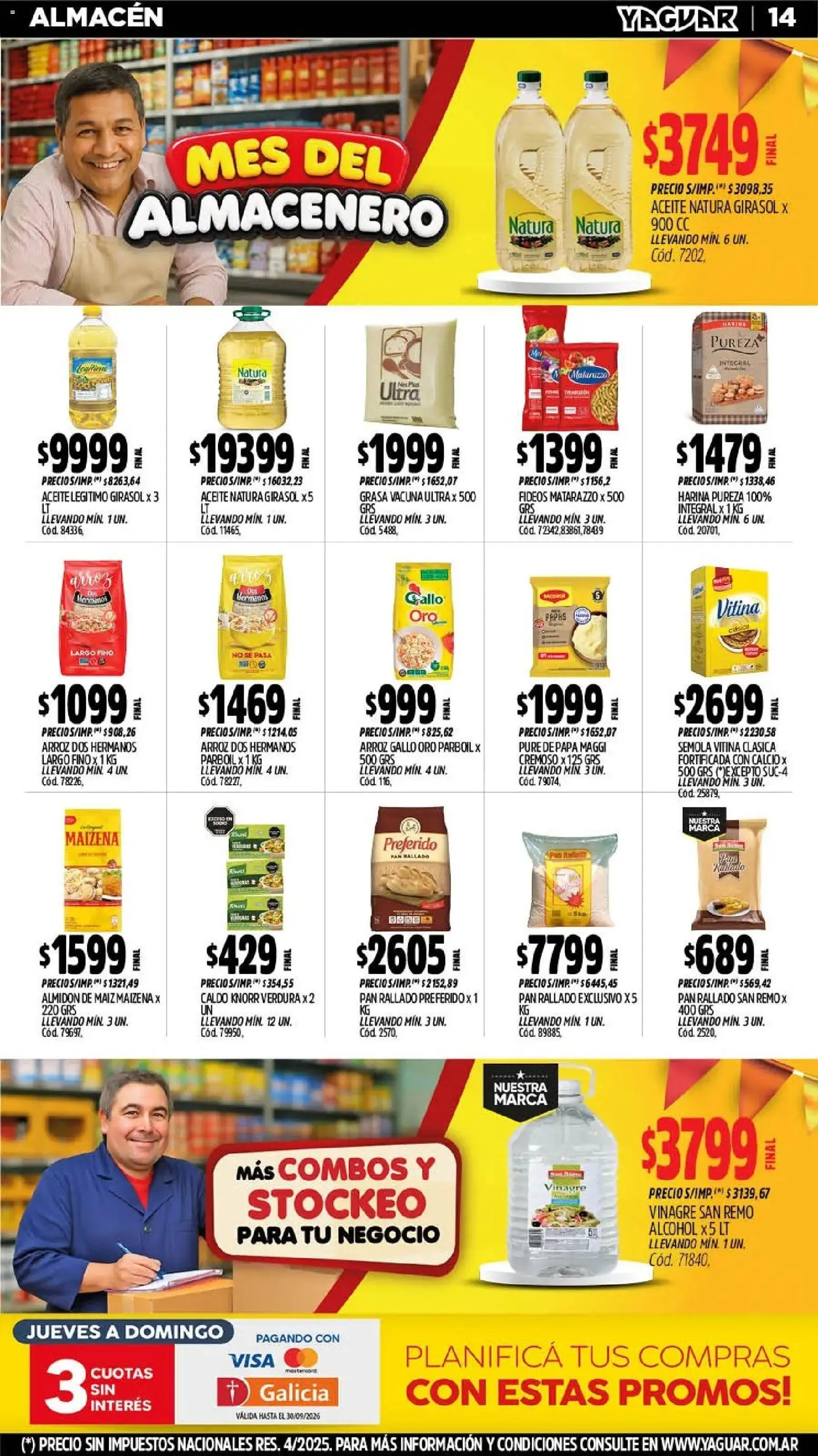 Yaguar - Oferta Semanal Jujuy │ válido desde el 21/09/2026 | Página: 13 | Productos: Harina, Aceite, Alcohol, Fideos