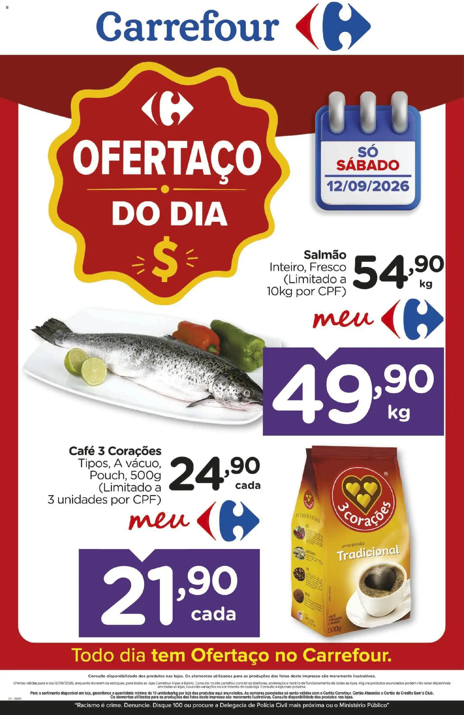 Carrefour Folheto - válido de 12/09/2026 | Página: 1 | Produtos: Salmão, Café