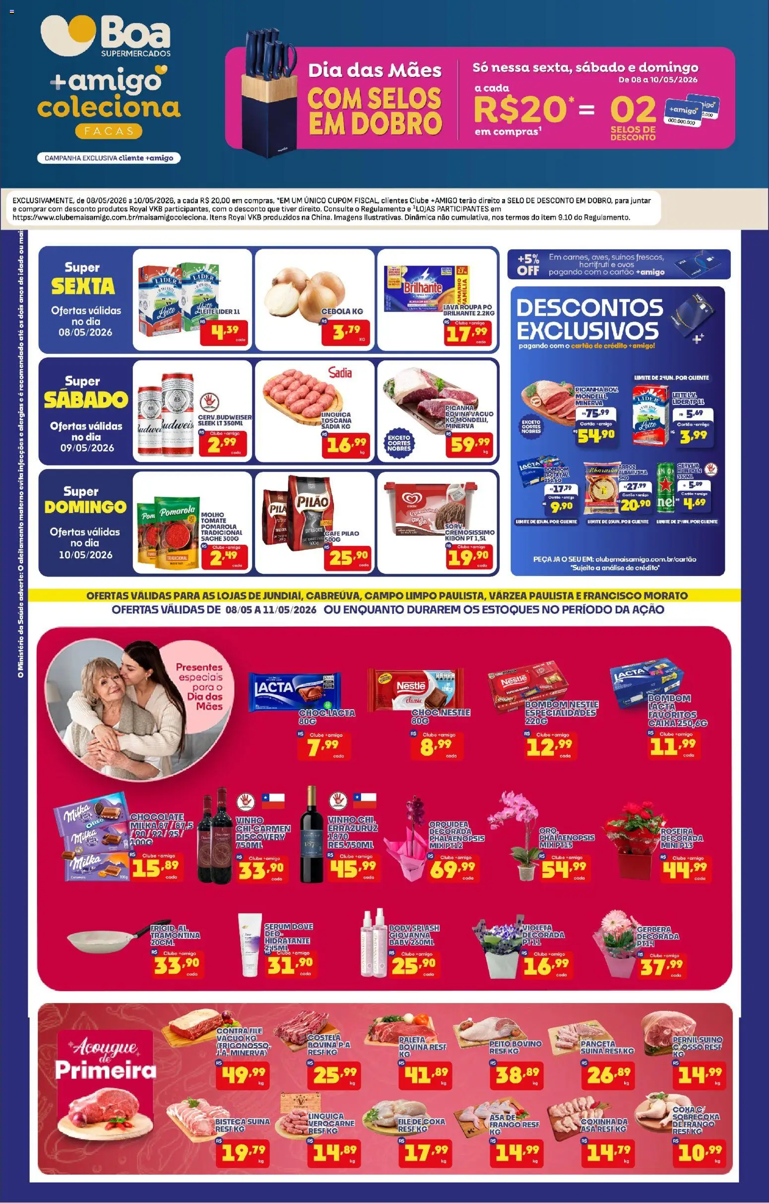 Boa Supermercados Folheto - válido de 08.05.2026 | Página: 1 | Produtos: Linguiça, Vinho, Arroz, Heineken