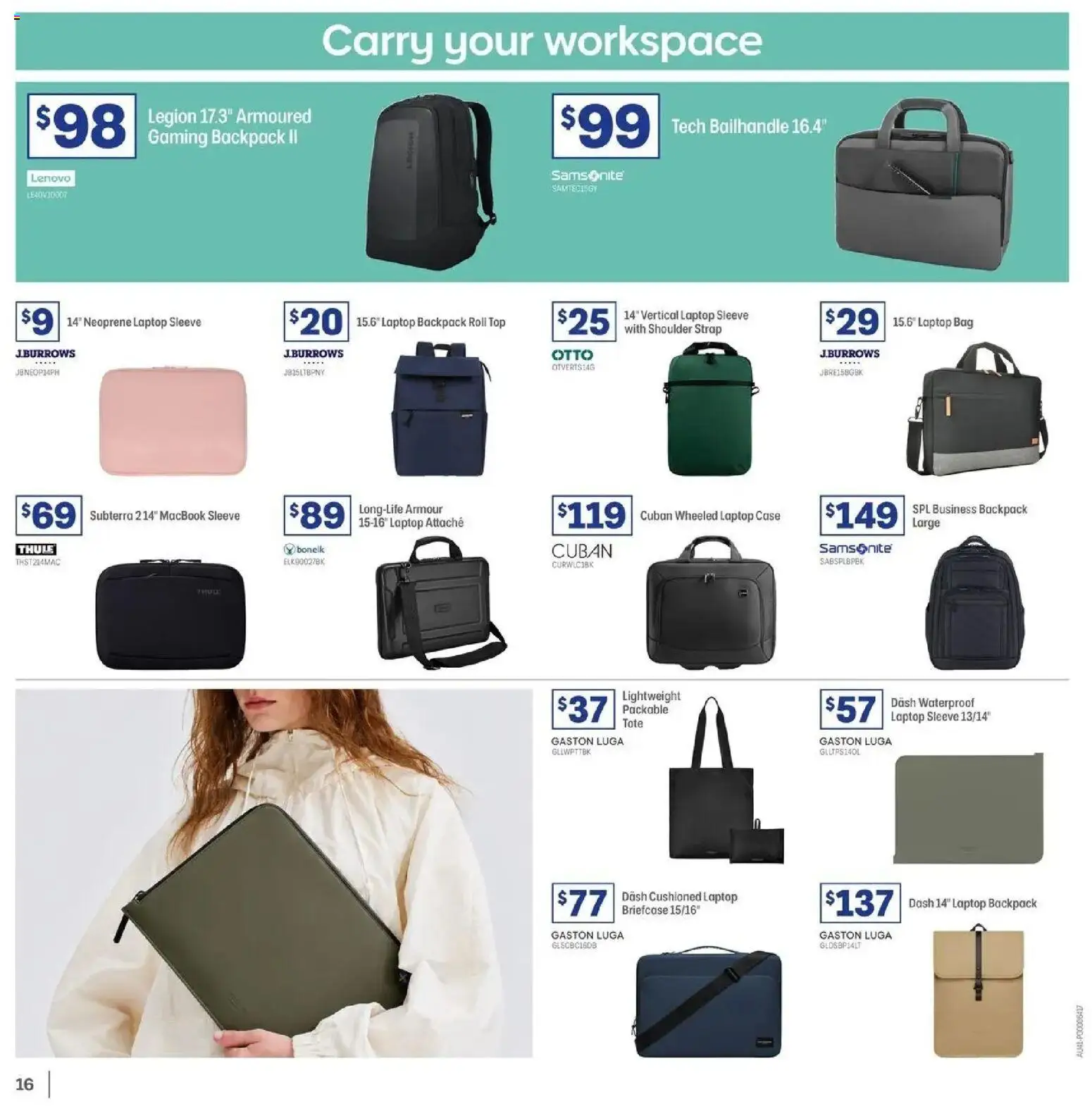Officeworks catalogue - valid from 11.06.2026 | Page: 16 | Products: Briefcase, Backpack, Case, Bag
