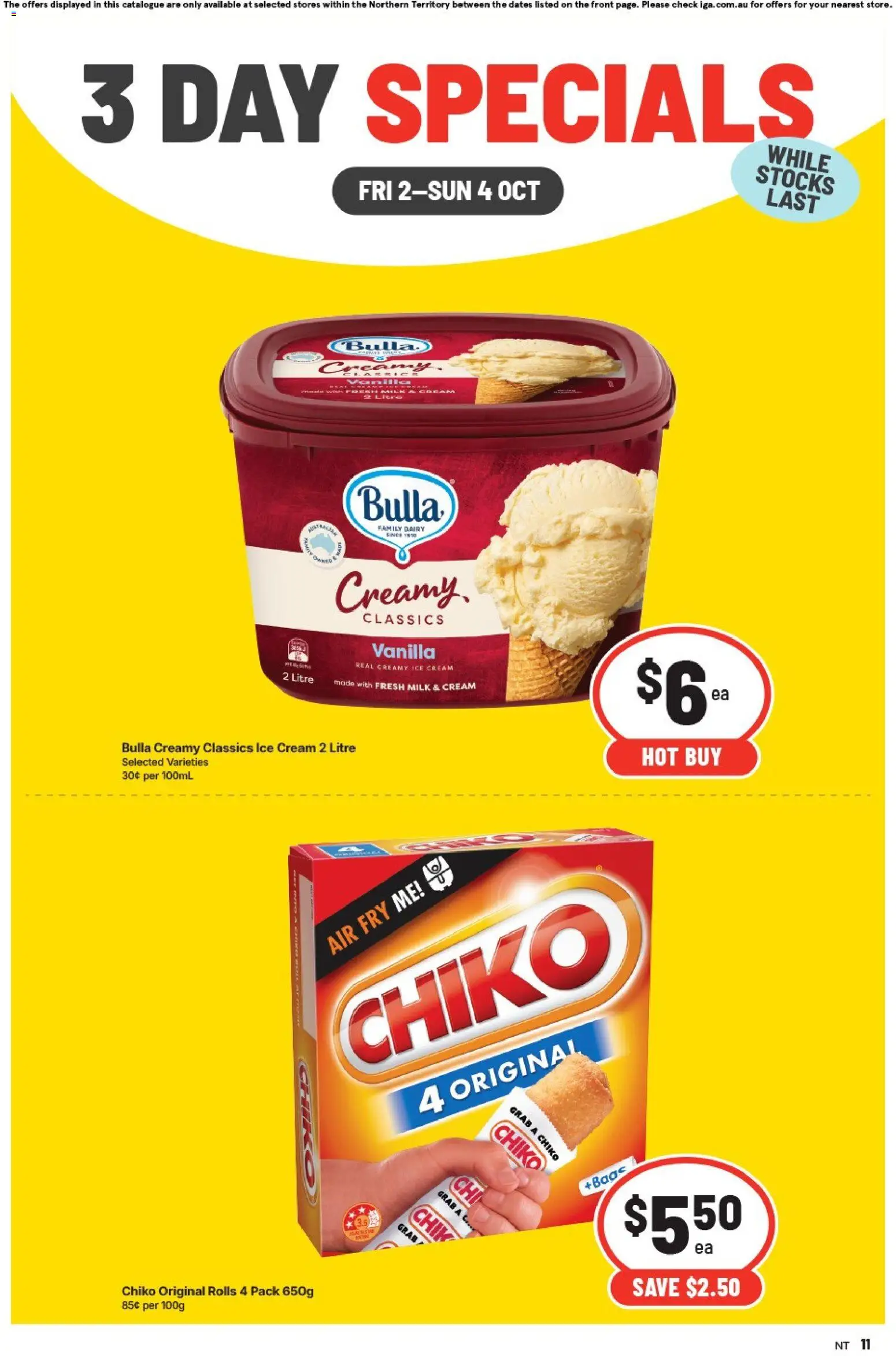 IGA catalogue - valid from 02/10/2026 | Page: 3 | Products: Dairy, Ice cream, Ice, Vanilla