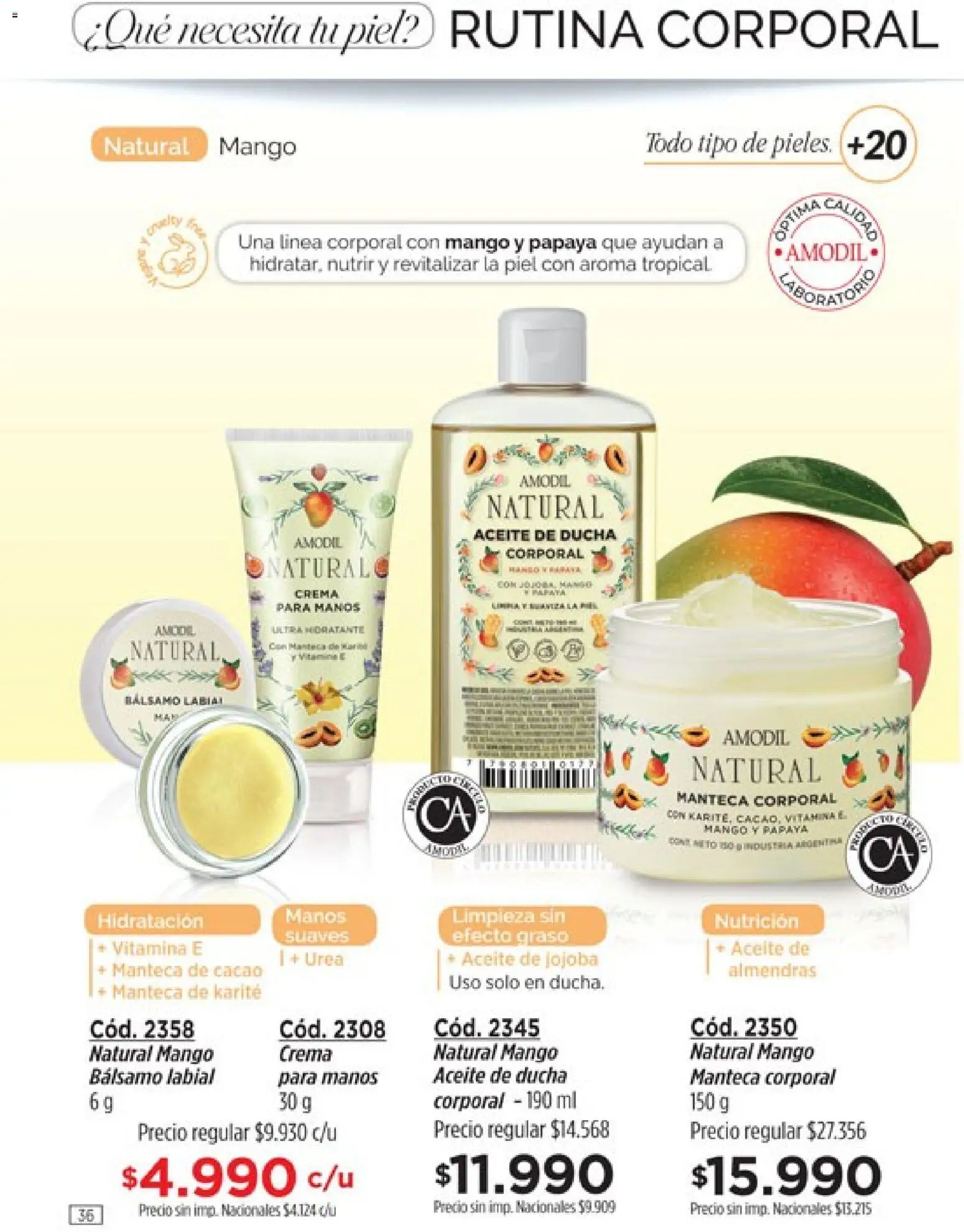 Catálogo Amodil Campaña 14 │ válido desde el 07/08/2026 | Página: 36 | Productos: Almendras, Ducha, Mango, Bálsamo labial
