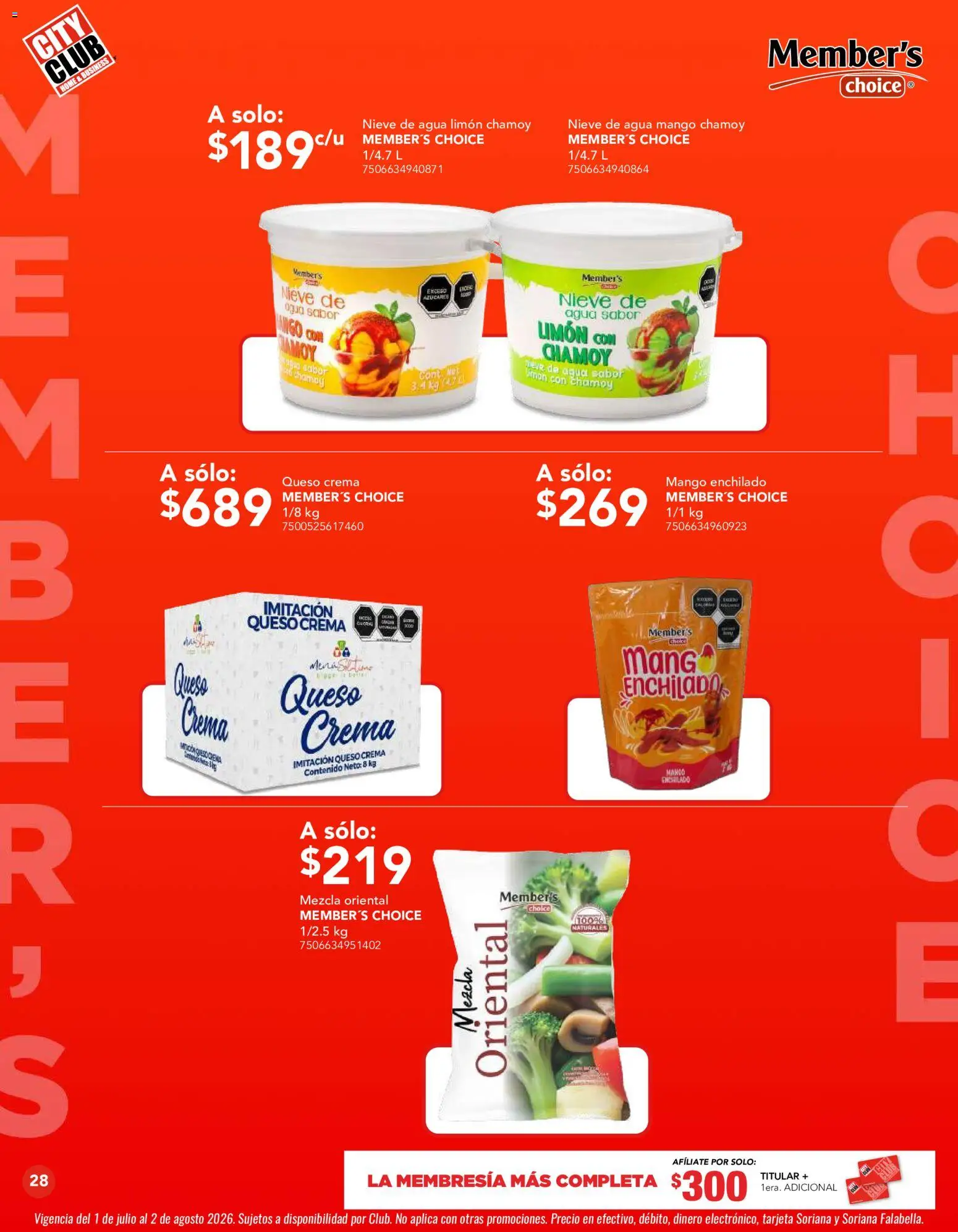 Nuevas ofertas de City Club válidas en toda la República Mexicana desde el 01/07/2026. ¡Encuentra las mejores ofertas en City Club catálogo! | Página: 28 | Productos: Crema, Agua, Limón, Mango