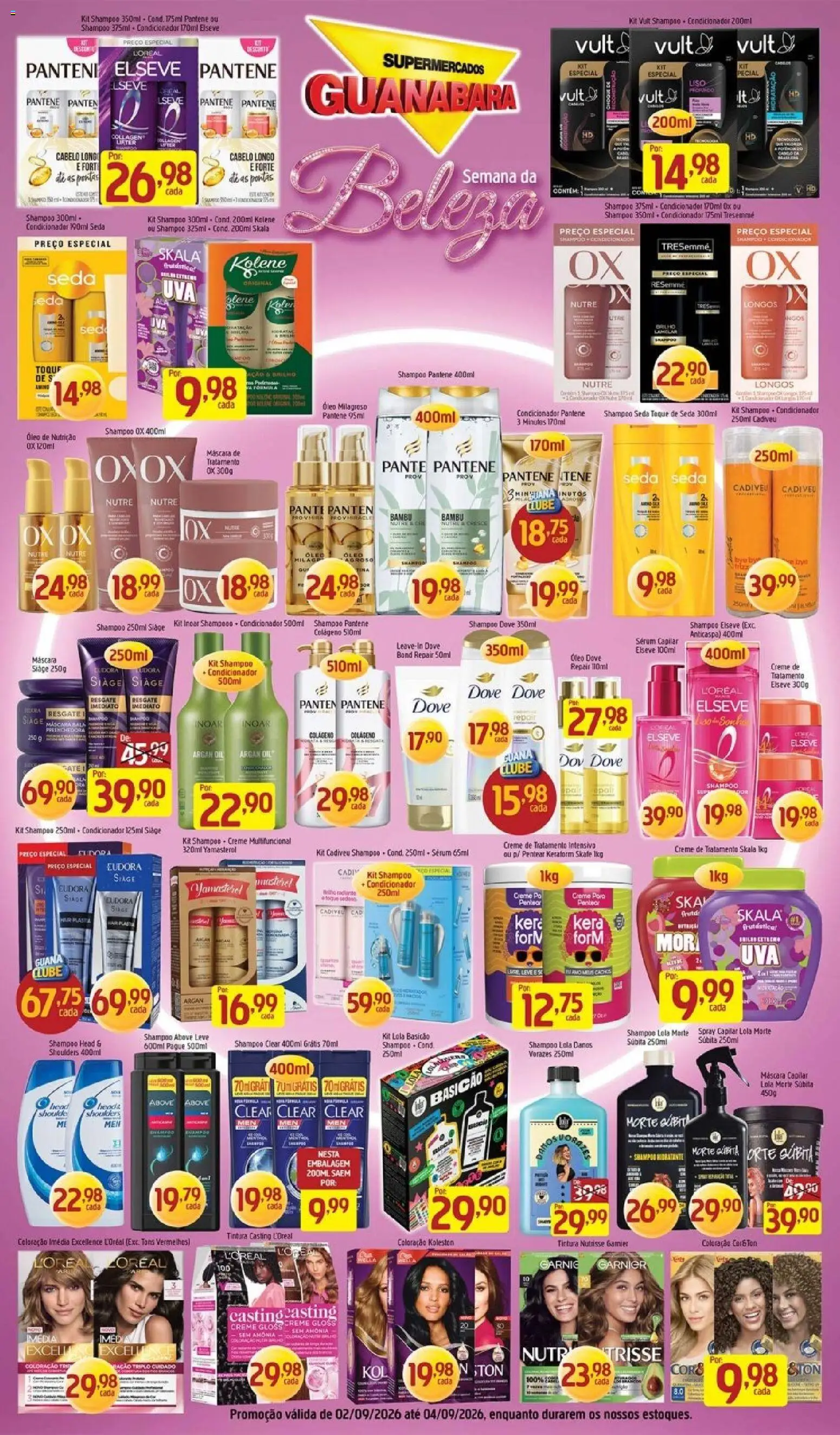Supermercados Guanabara Folheto - válido de 02/09/2026 | Página: 9 | Produtos: Shampoo, Óleo, Shampoo pantene, Máscara capilar