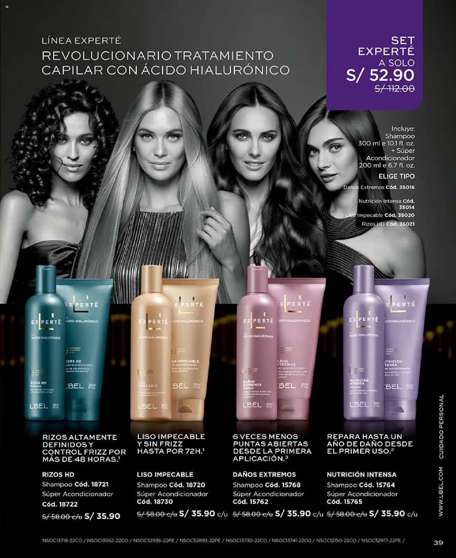 Catálogo L'Bel válido desde 03/10/2026 | Página: 39 | Productos: Shampoo, Acondicionador