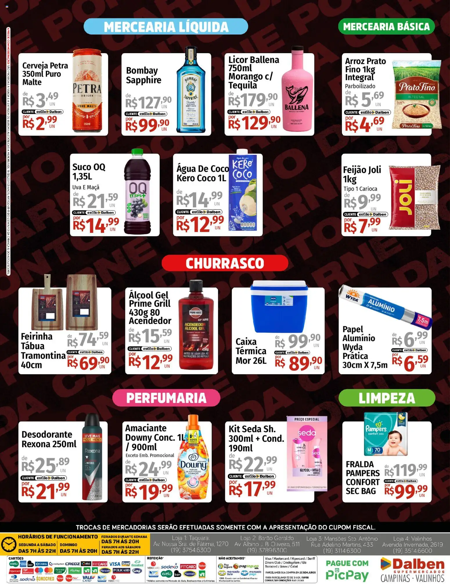 Supermercado Dalben Folheto - válido de 15.04.2026 | Página: 4 | Produtos: Pampers, Tequila, Suco, Rexona