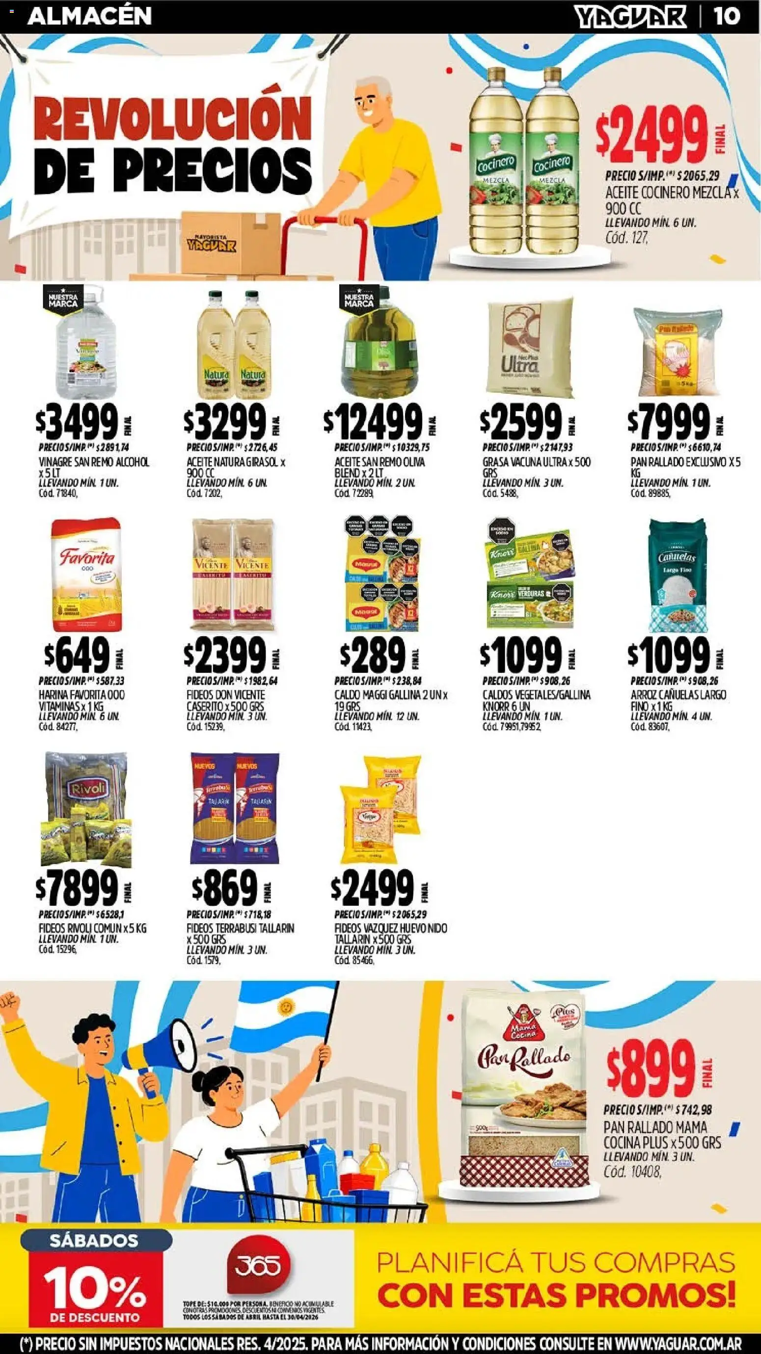 Yaguar - Oferta Semanal Jujuy │ válido desde el 25.05.2026 | Página: 10 | Productos: Oliva, Pan, Fideos, Pan rallado