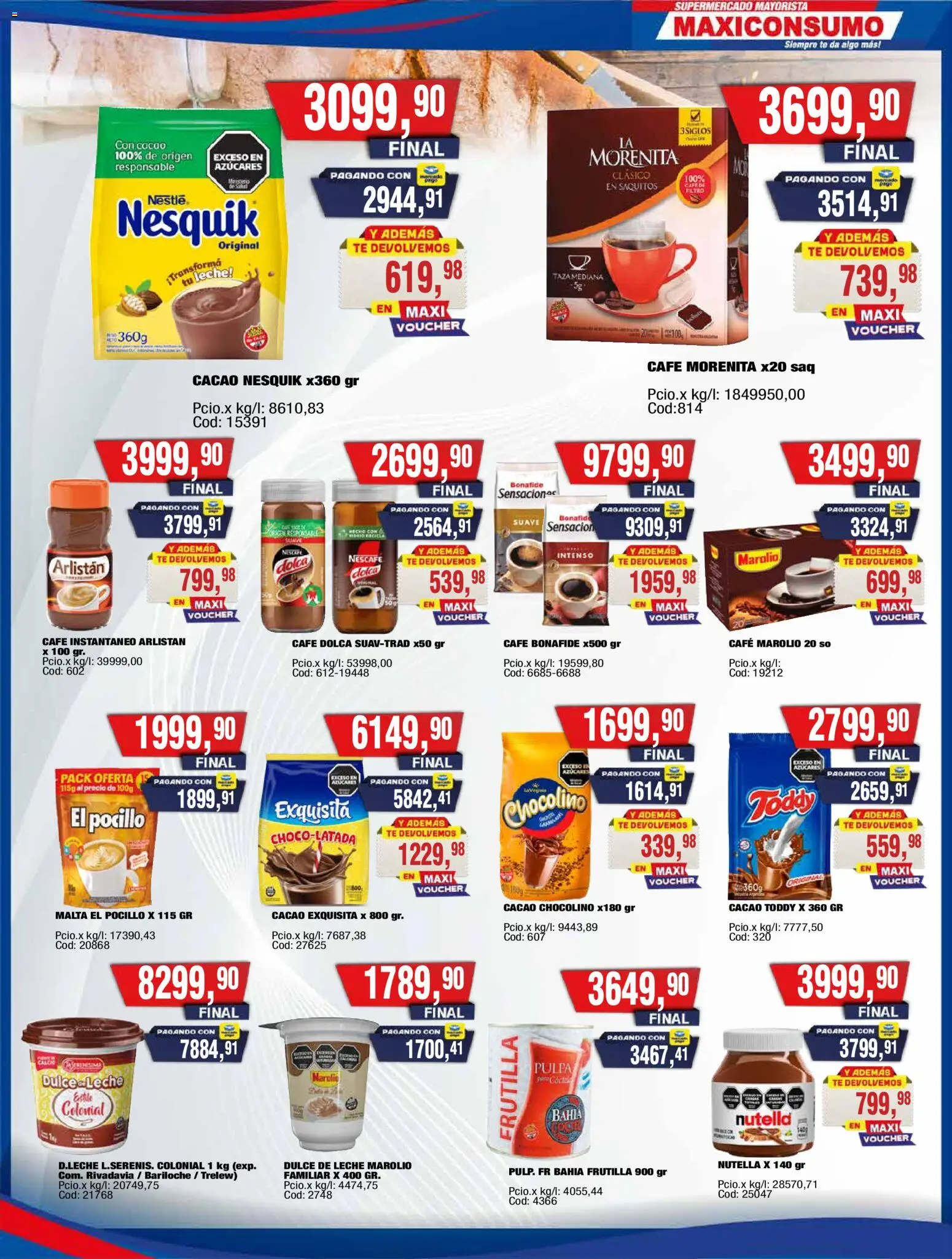 Maxiconsumo - Ofertas │ válido desde el 28/09/2026 | Página: 8 | Productos: Café instantáneo, Dulce, Leche, Pocillo