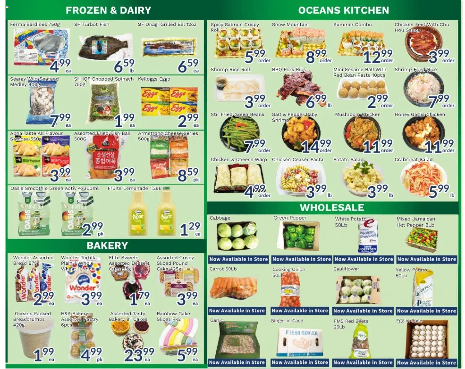 Oceans flyer valid from Aug 14, 2026 | Page: 4 | Products: Fish, Ginger, Pastry, Garlic