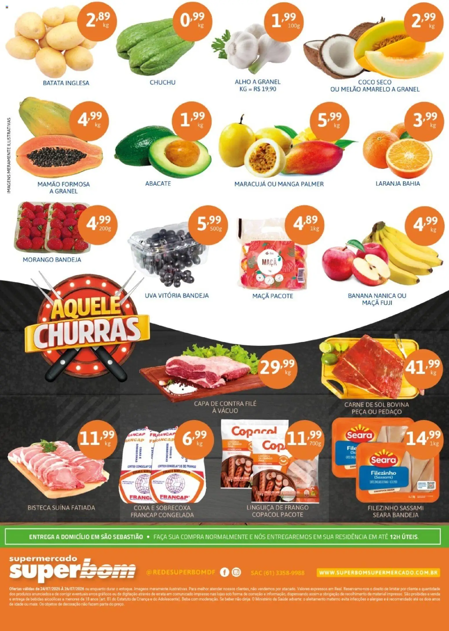 Superbom Folheto - válido de 24/07/2026 | Página: 2 | Produtos: Coco, Chuchu, Contra filé, Mamão