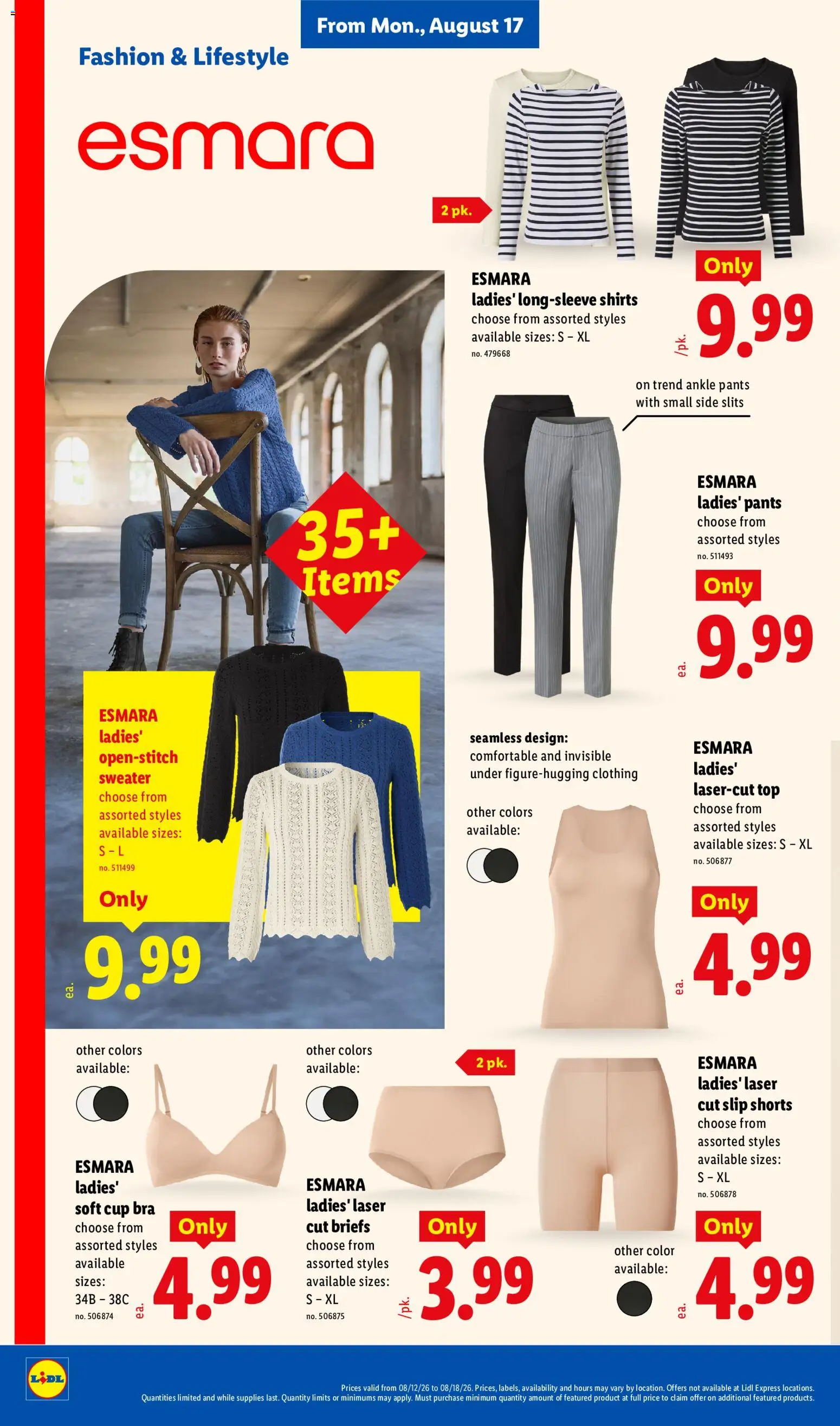 Lidl Weekly Ad - valid from 08/12/2026 | Page: 28 | Products: Pants, Shorts, Bra, Briefs