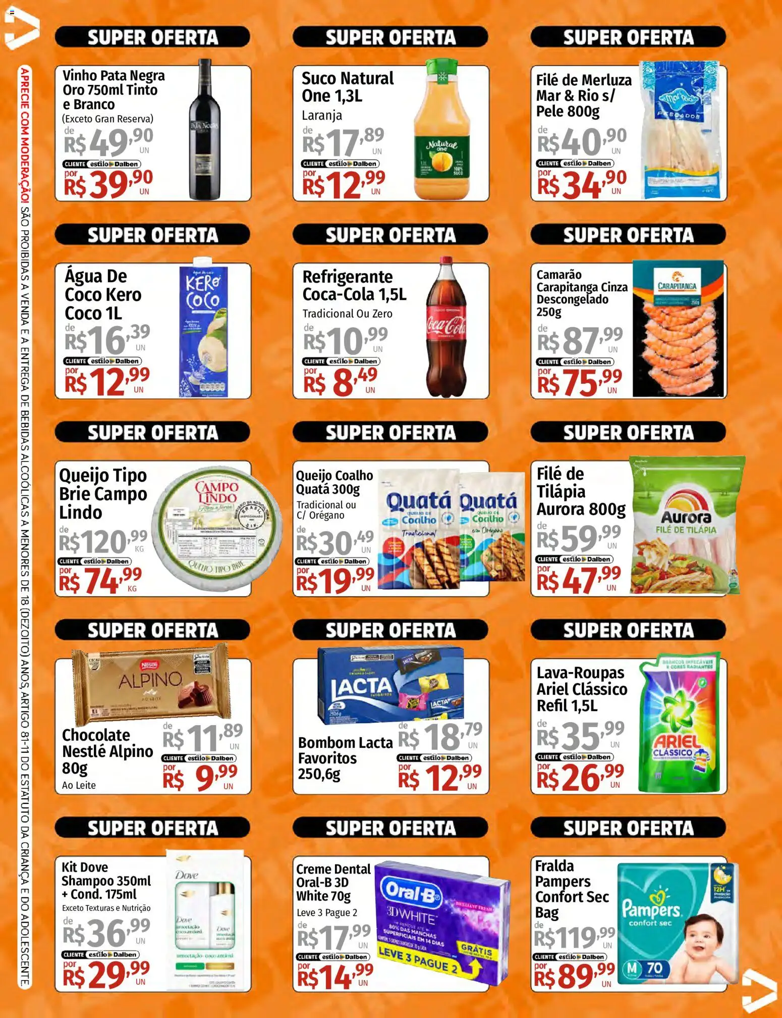 Supermercado Dalben Folheto - válido de 14/08/2026 | Página: 2 | Produtos: Pampers, Ariel, Brie, Áudio